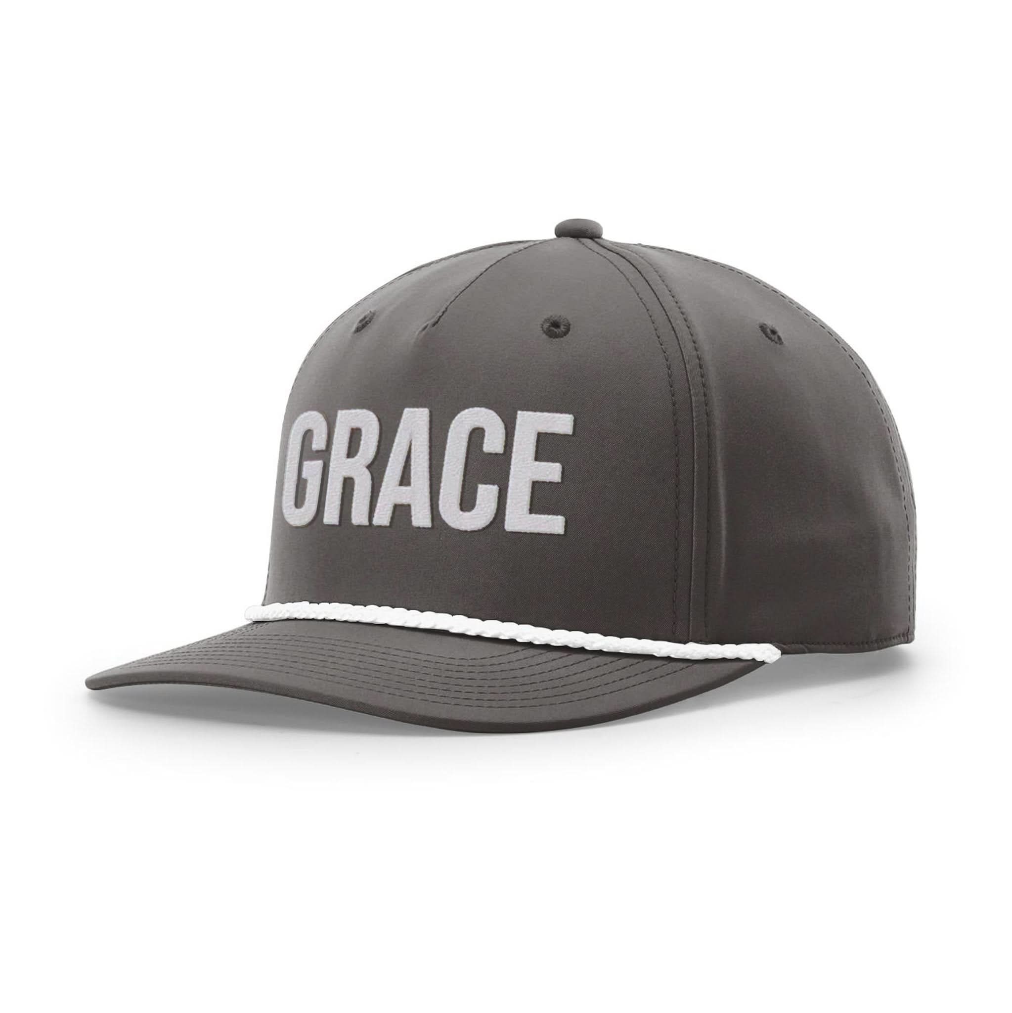 Our True God Hat Five Panel Classic / Dark Grey and White / One Size GRACE Rope Hats