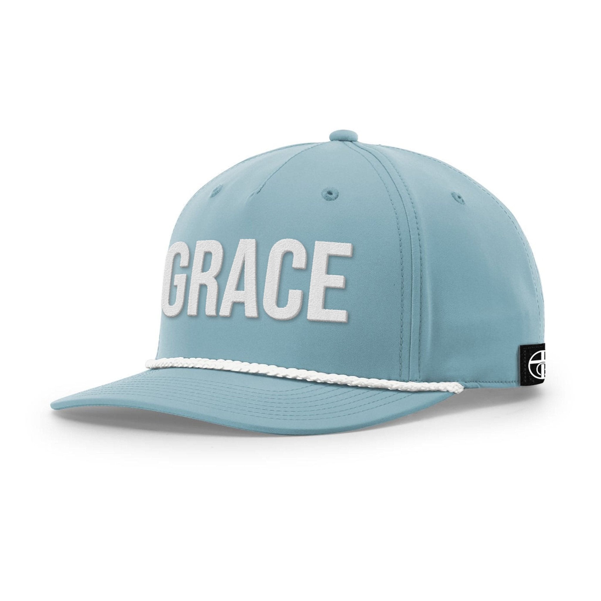 Our True God Hat Five Panel Classic / Smoke Blue and White / One Size GRACE Rope Hats