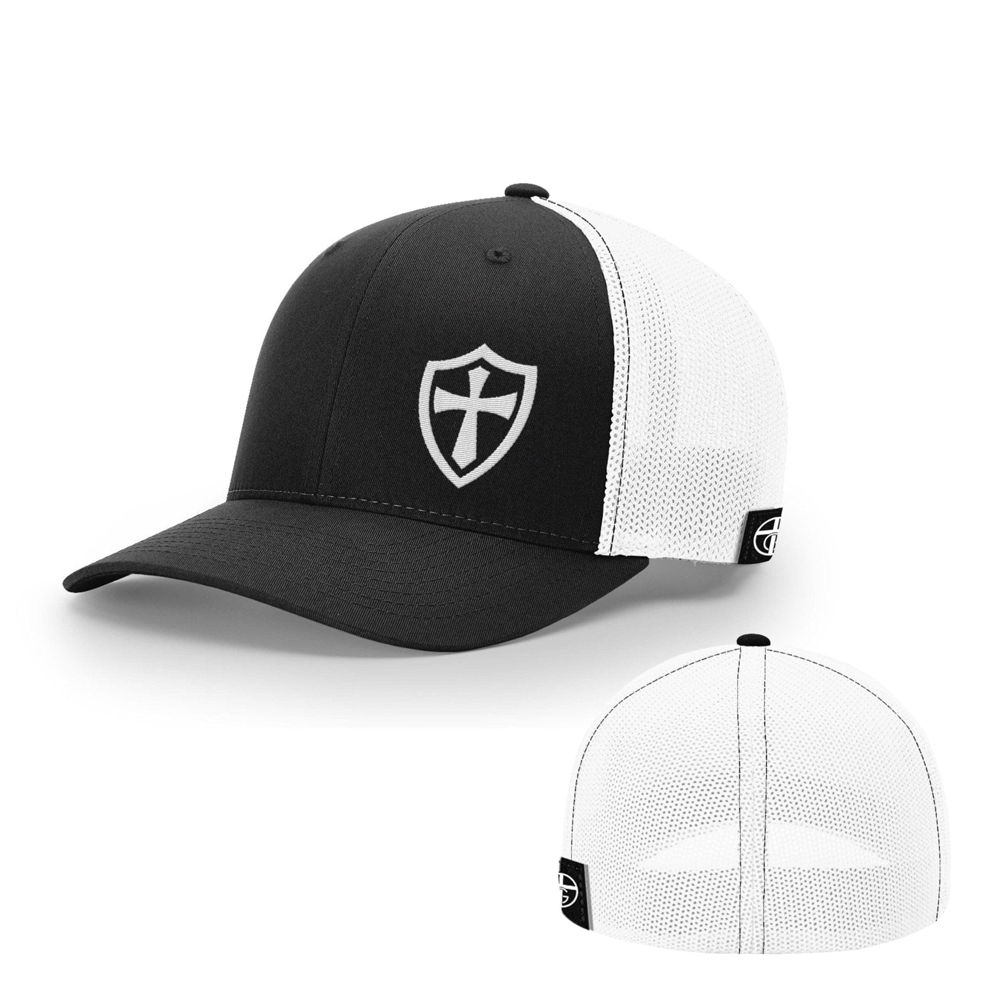 Our True God Hat Flexfit / Black and White / S/M Cross Shield Hats