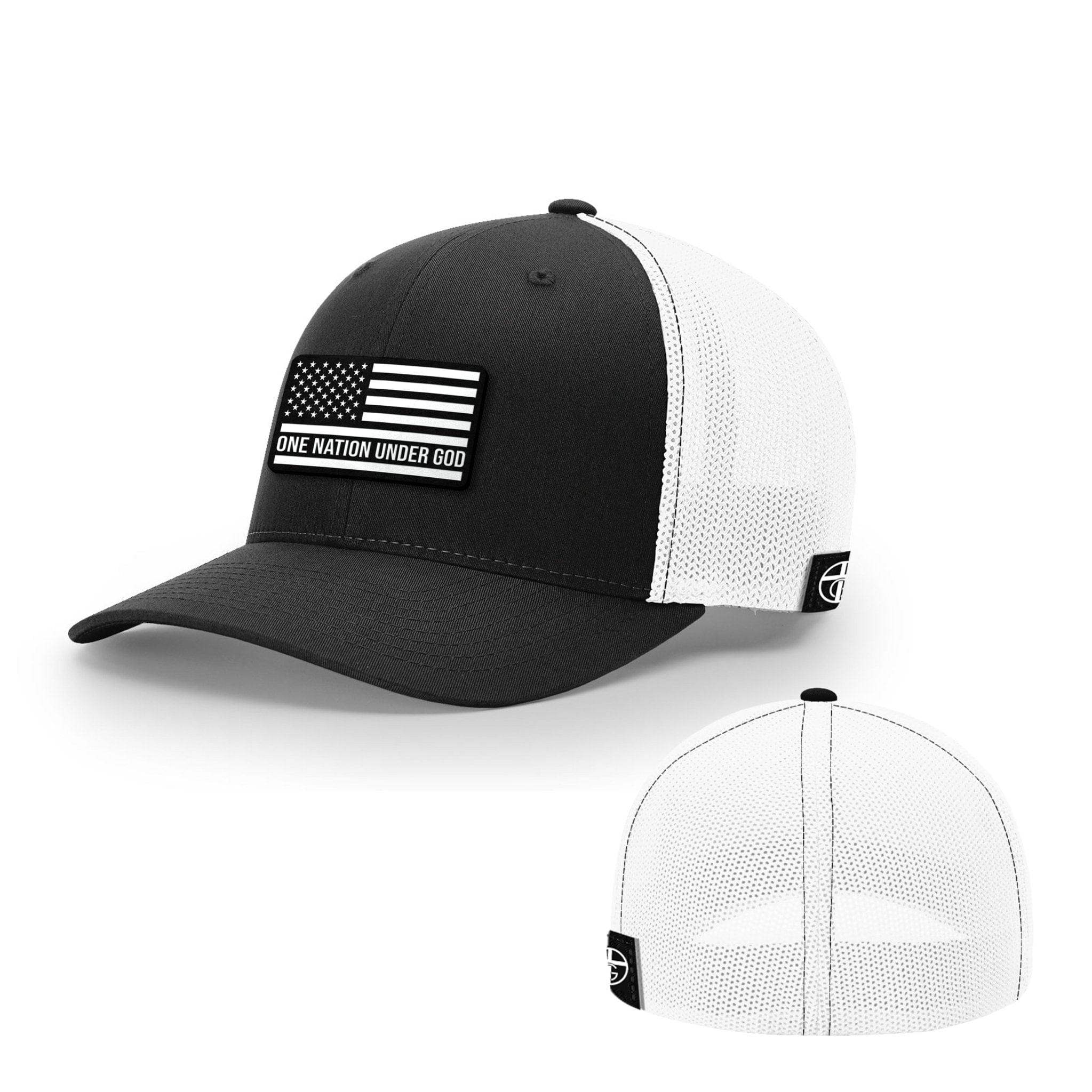 Our True God Hat Flexfit / Black and White / S/M One Nation Under God DBD Patch Hats