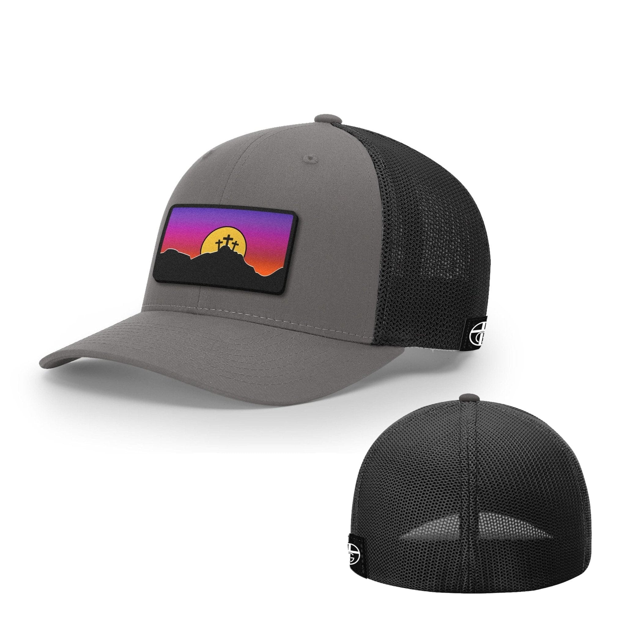 Our True God Hat Flexfit / Charcoal and Black / S/M Good Friday Patch Hats