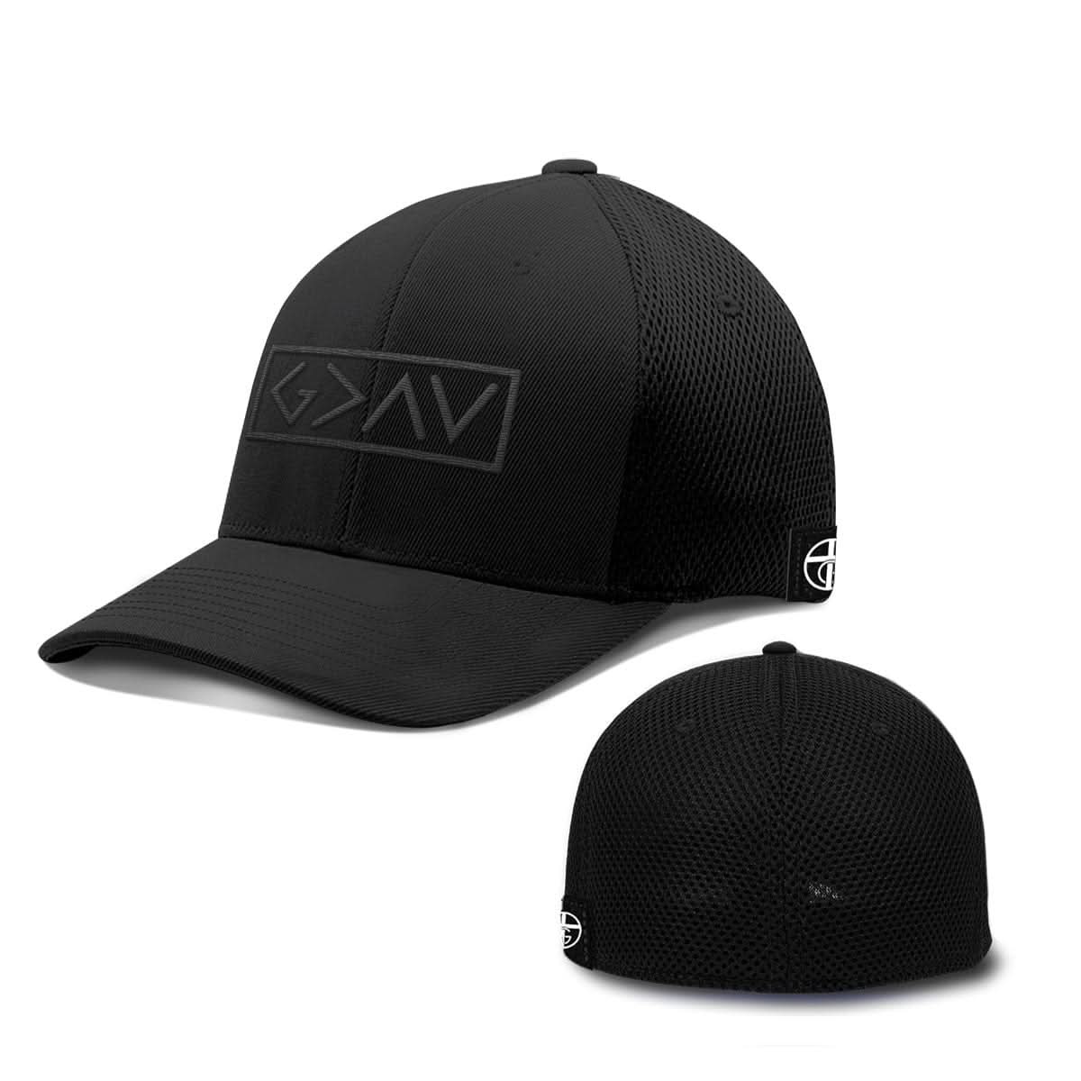 Our True God Hat Flexfit / Full Black / S/M God is Greater Than the Highs and Lows Blackout Version Hats