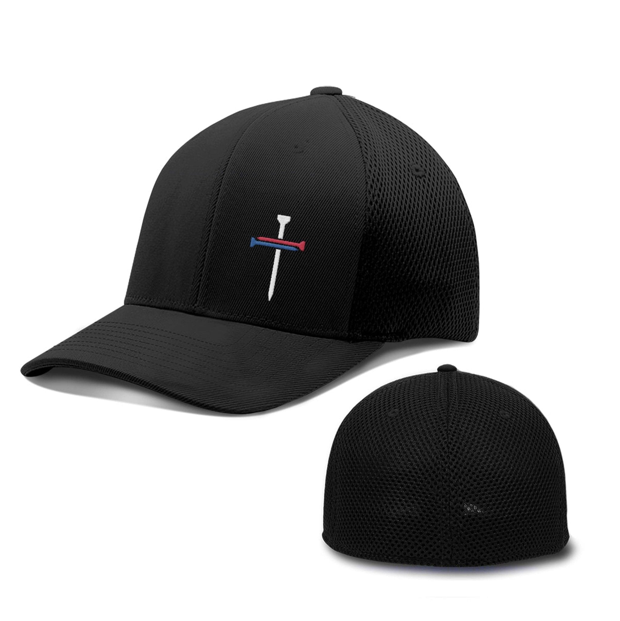 Our True God Hat Flexfit / Full Black / S/M USA Nail Cross Lower Left Hats