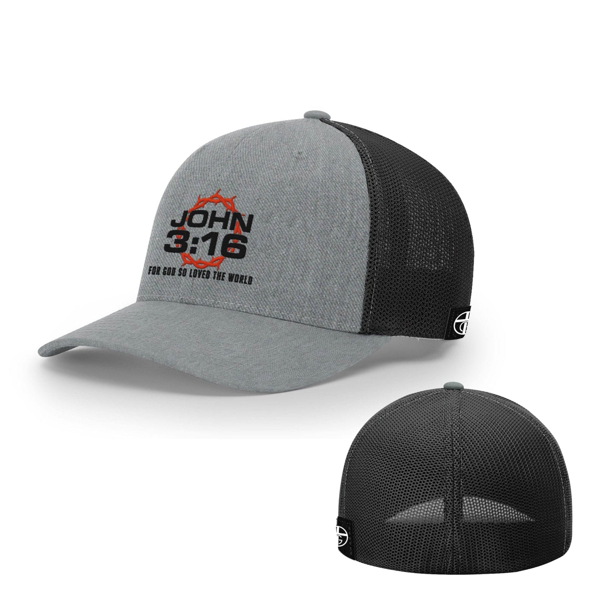 Our True God Hat Flexfit / Heather and Black / S/M For God So Loved The World Hats