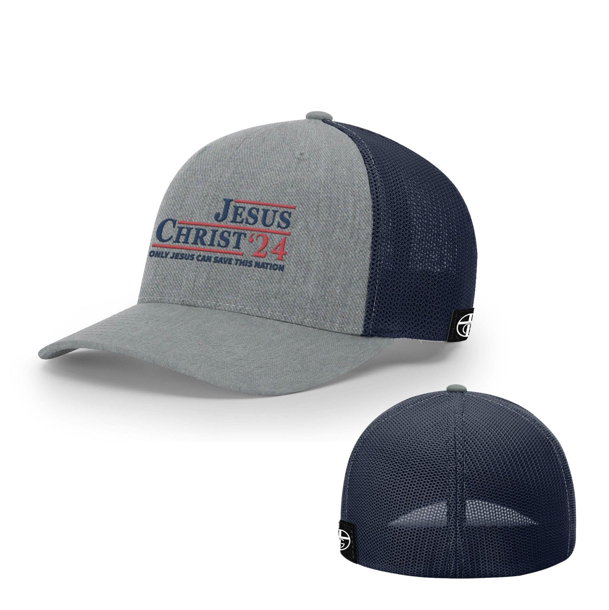 Our True God Hat Flexfit / Heather and Navy / S/M Jesus Christ'24 Hats