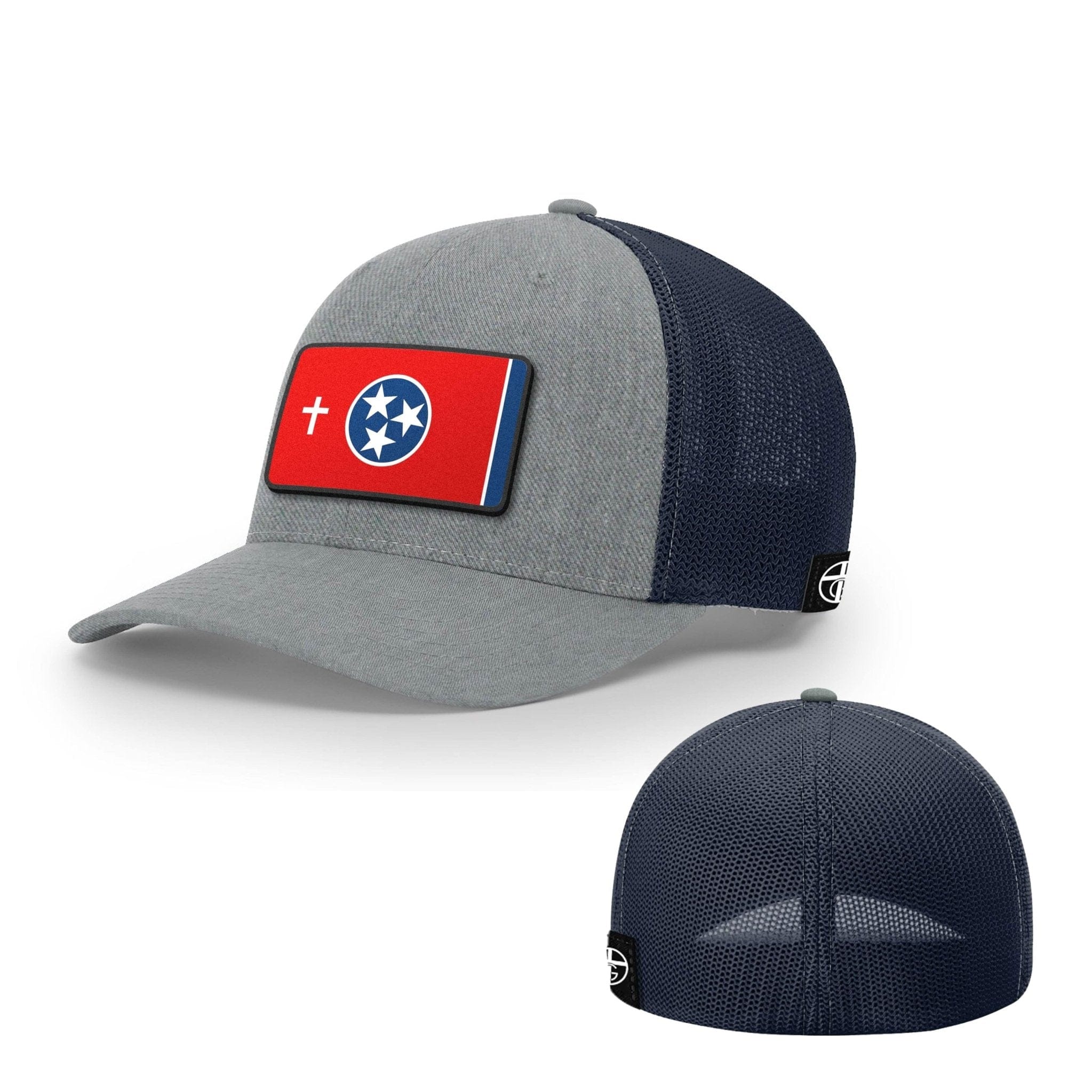 Our True God Hat Flexfit / Heather and Navy / S/M Tennessee is God's Country Patch Hats