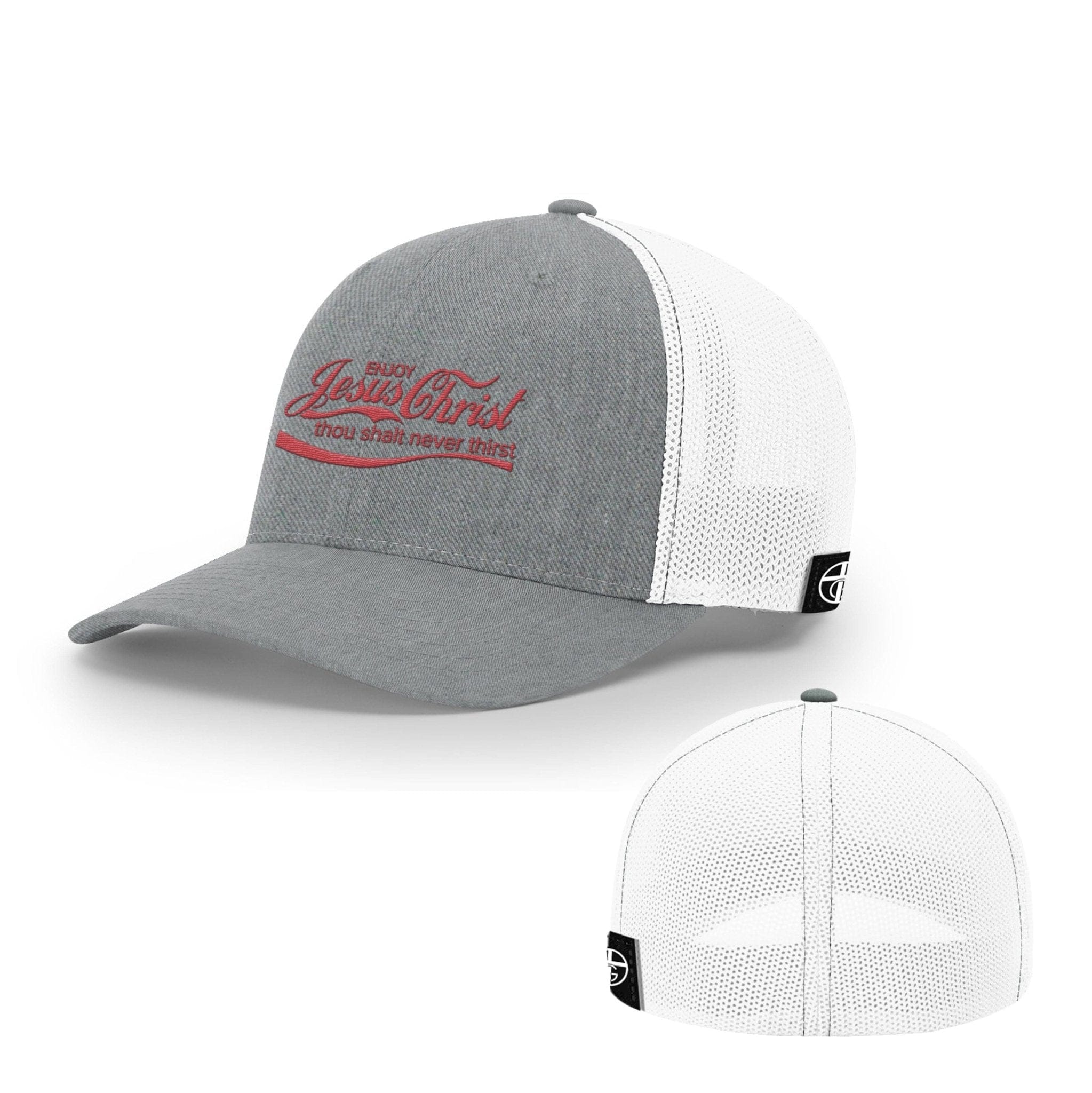 Our True God Hat Flexfit / Heather and White / S/M Enjoy Jesus Christ Hats