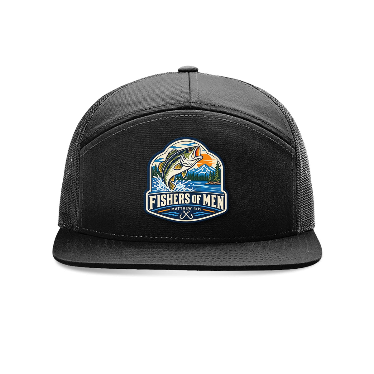Our True God Hat Full Black Fishers of Men Trucker Hat