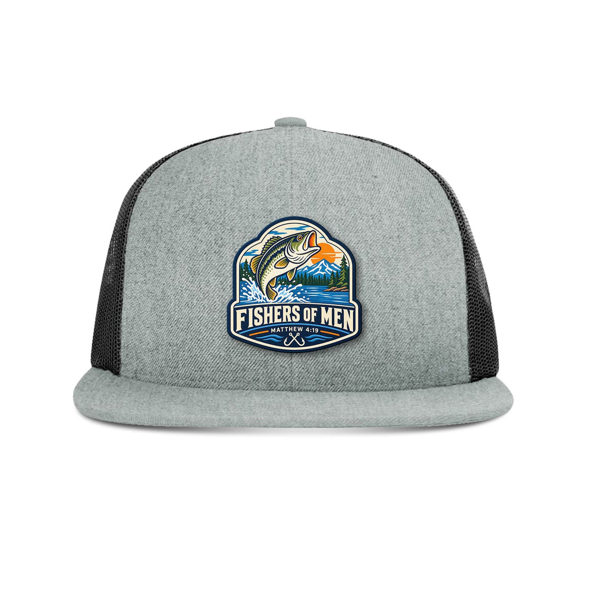 Our True God Hat Heather Grey and Black Fishers of Men Trucker Hat