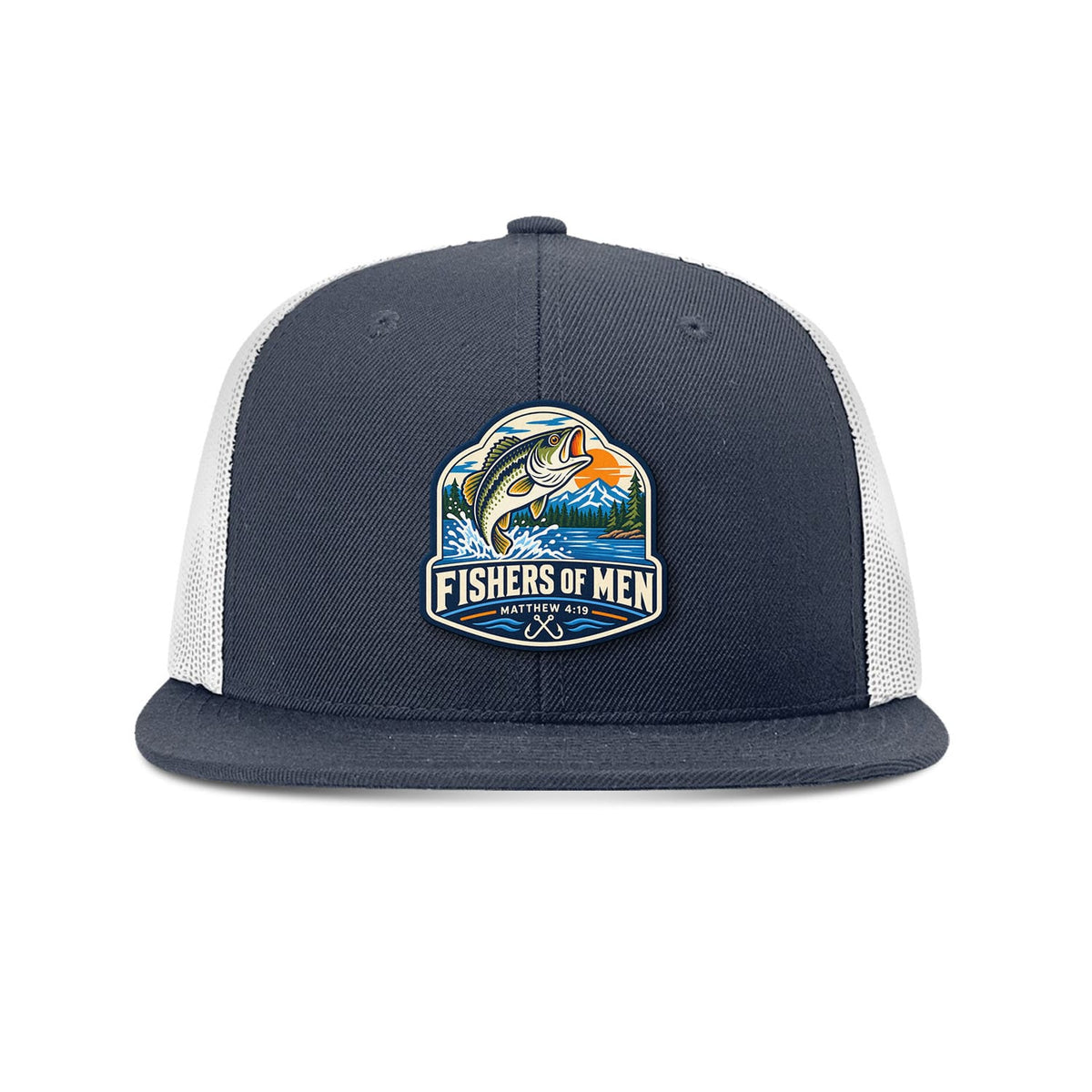 Our True God Hat Navy and White Fishers of Men Trucker Hat
