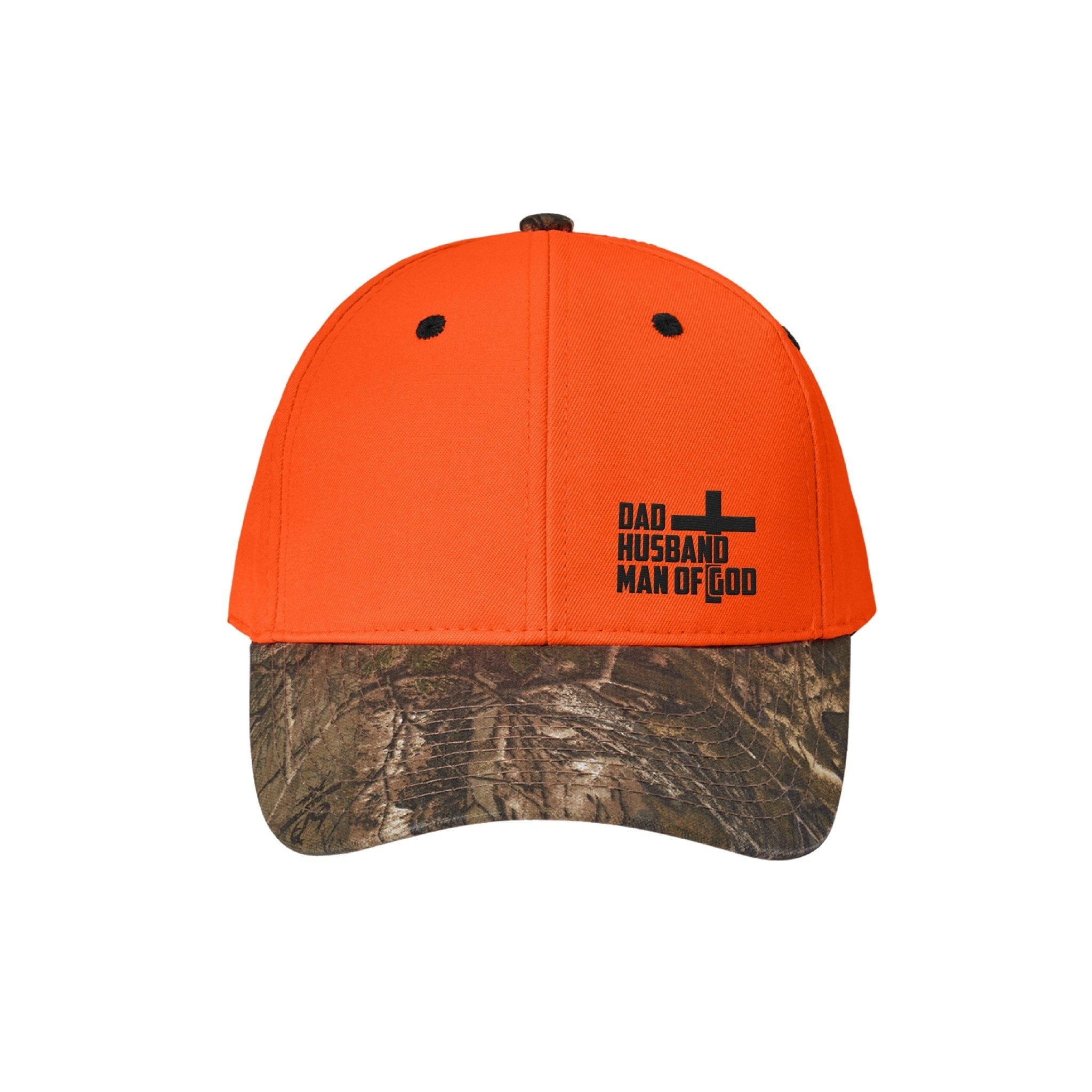 Our True God Hat Orange Blaze and Realtree Xtra / One Size Dad, Husband, Man of God Realtree® Camo Hunting Hats