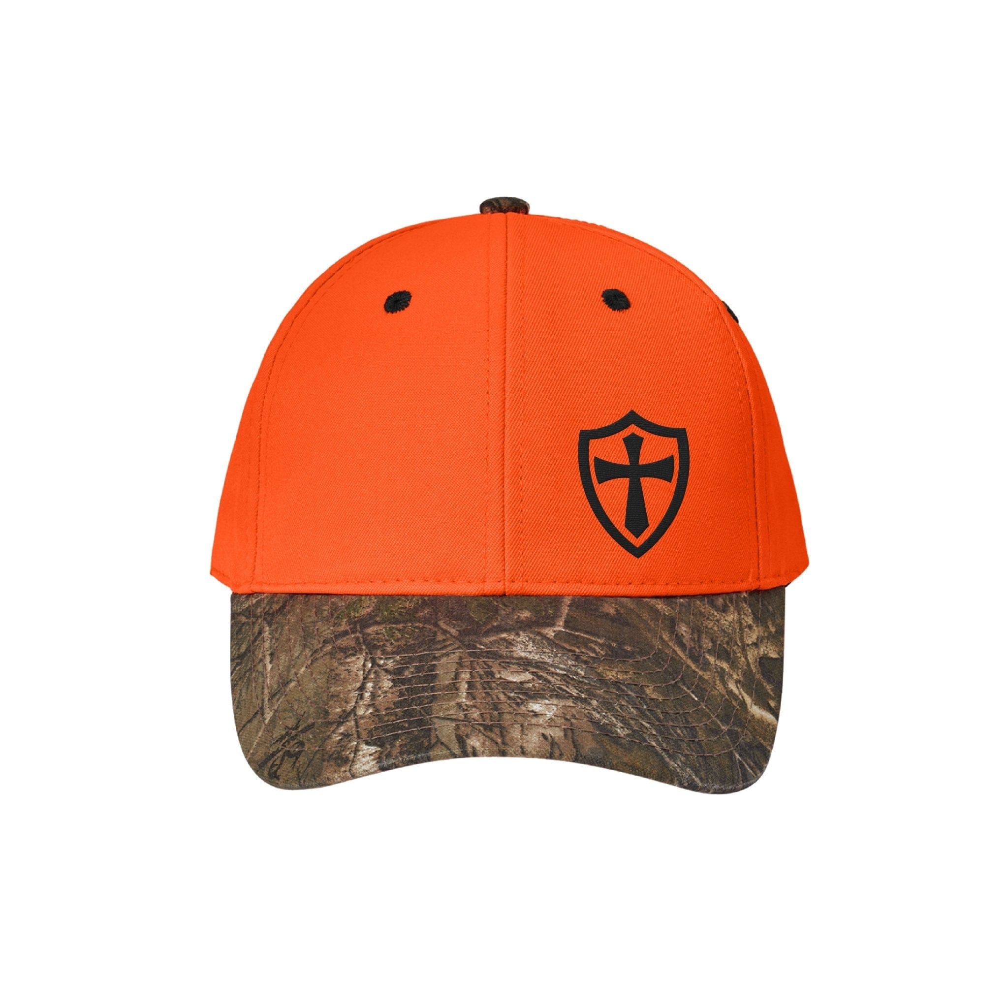 Our True God Hat Orange Blaze and Realtree Xtra / One Size Shield Cross Realtree® Camo Hunting Hats