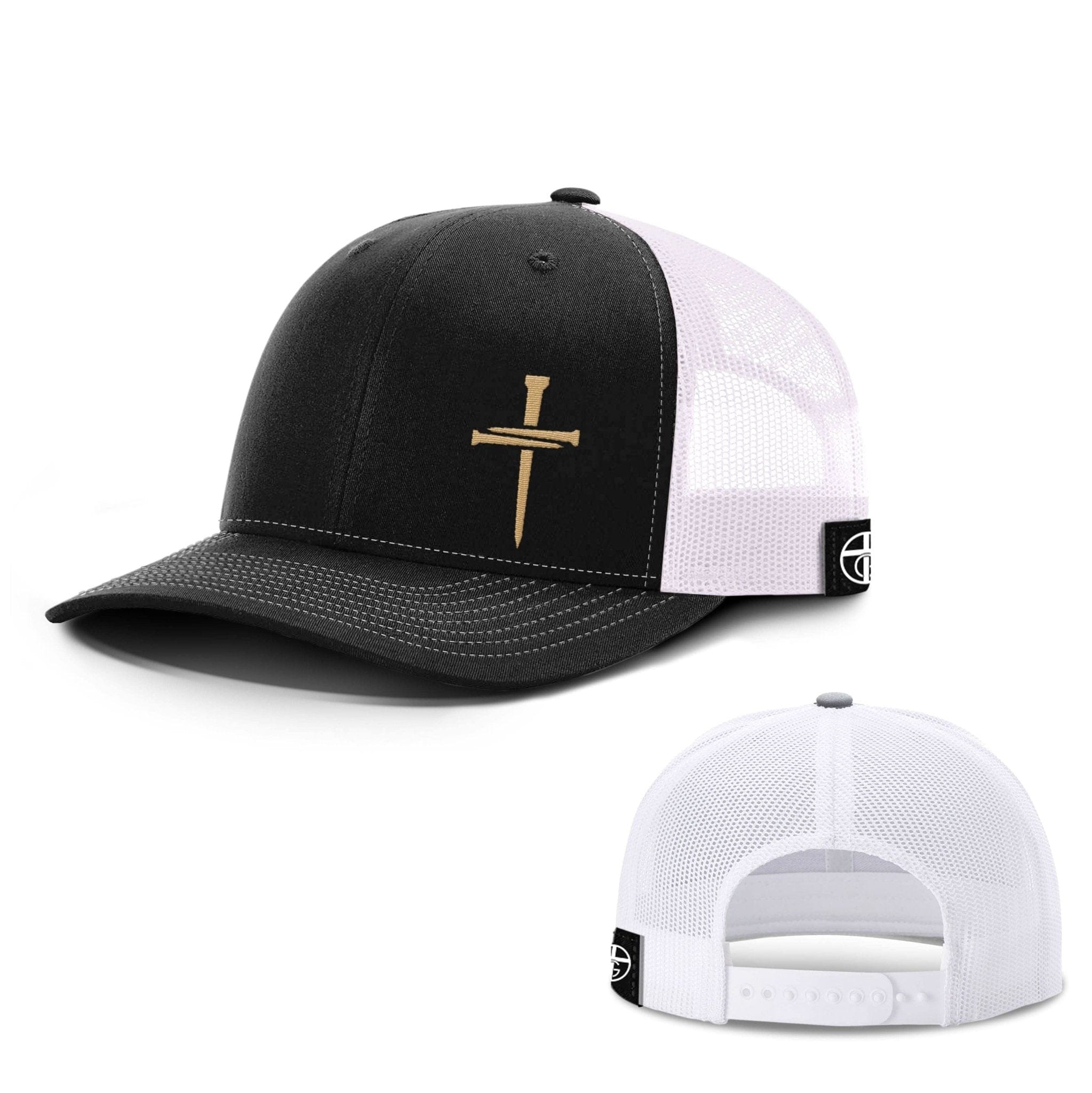 Our True God Hat Snapback / Black and White / One Size Nail Cross Gold Hats