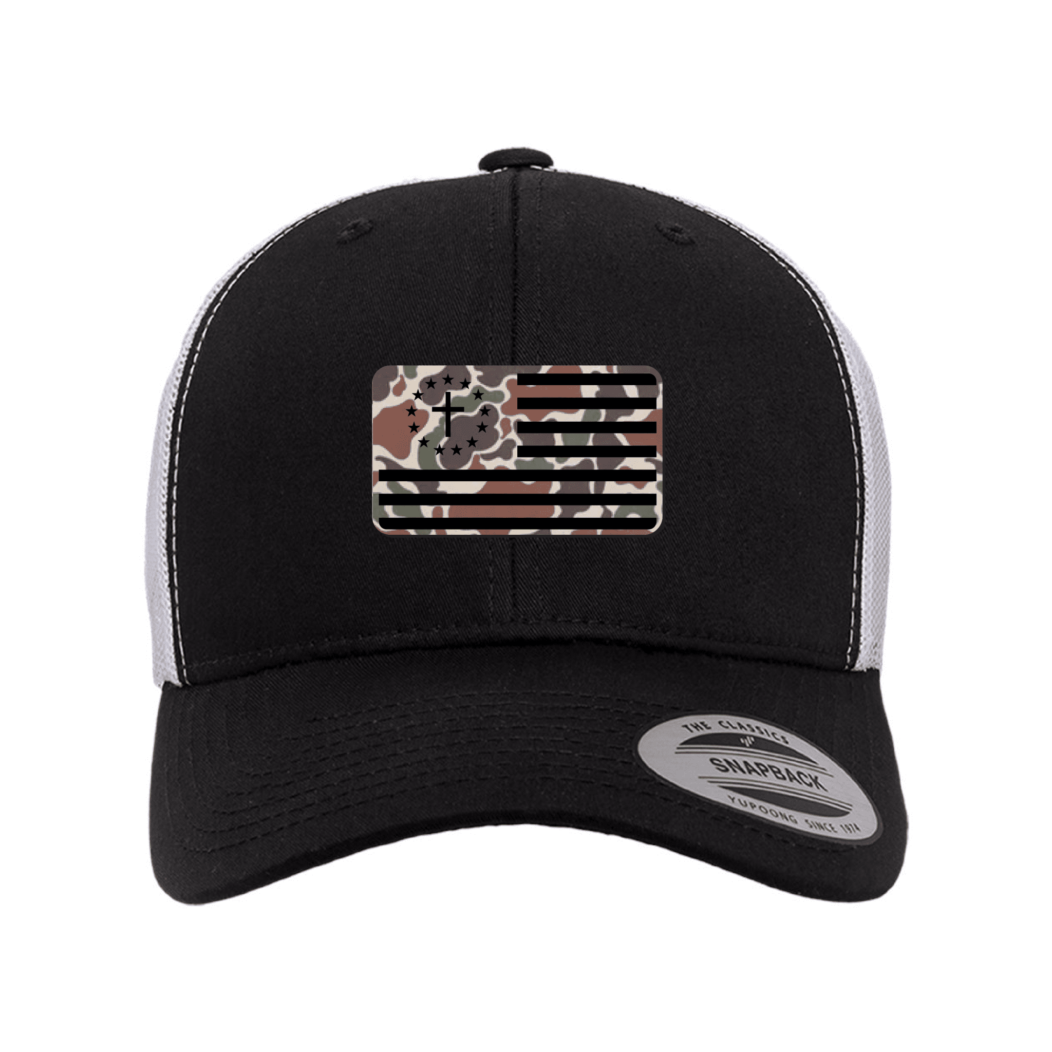 Our True God Hat Snapback / Black and White / One Size One Nation Under God Flag Fowl Play Camo Patch Fall Collection Hats