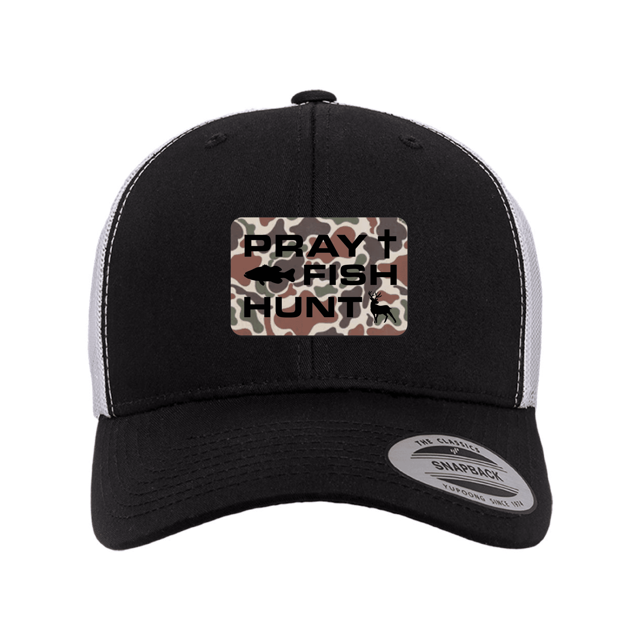 Our True God Hat Snapback / Black and White / One Size Pray Fish Hunt Fowl Play Camo Patch Fall Collection Hats