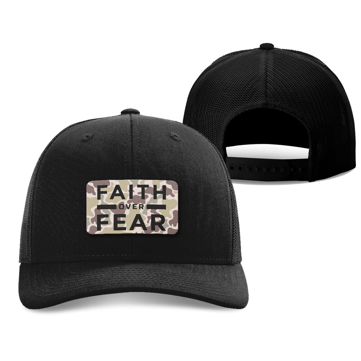 Our True God Hat Snapback / Black / One Size Faith Over Fear Duck Camo Patch Fall Collection Hats