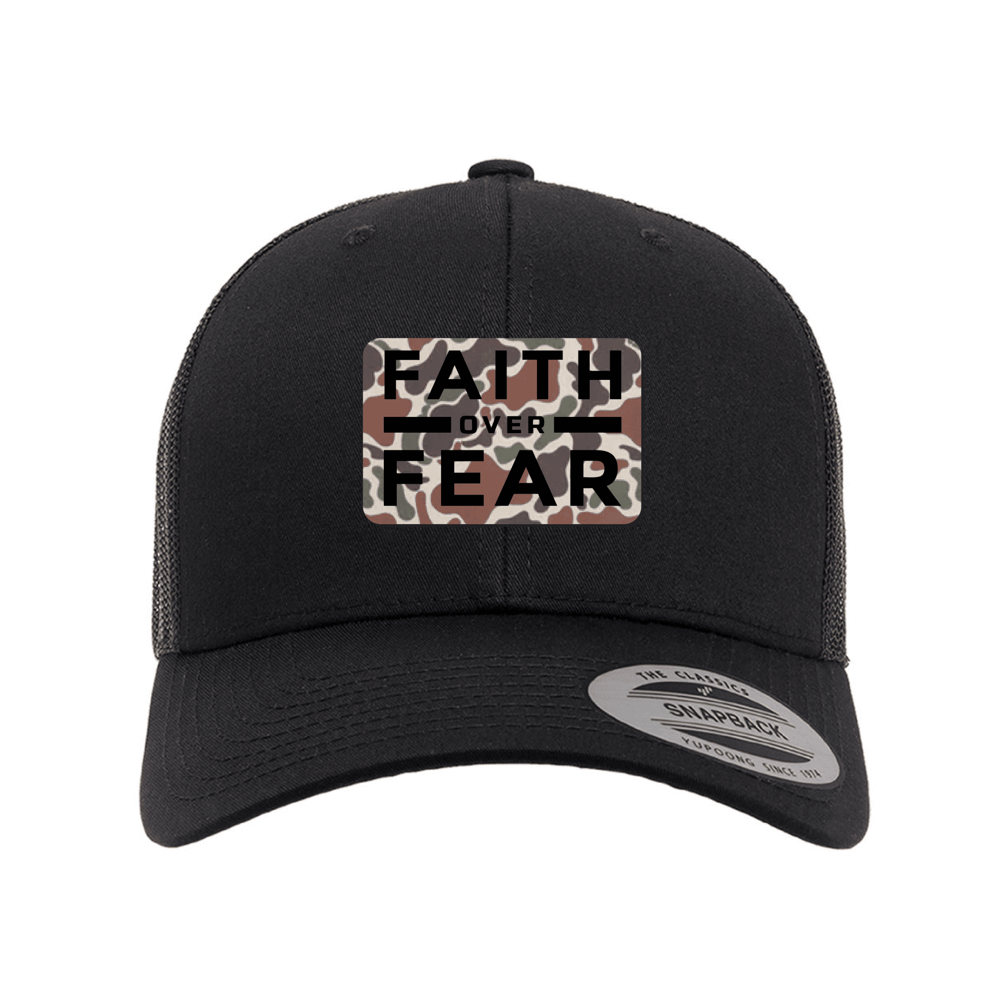 Our True God Hat Snapback / Black / One Size Faith Over Fear Fowl Play Camo Patch Fall Collection Hats