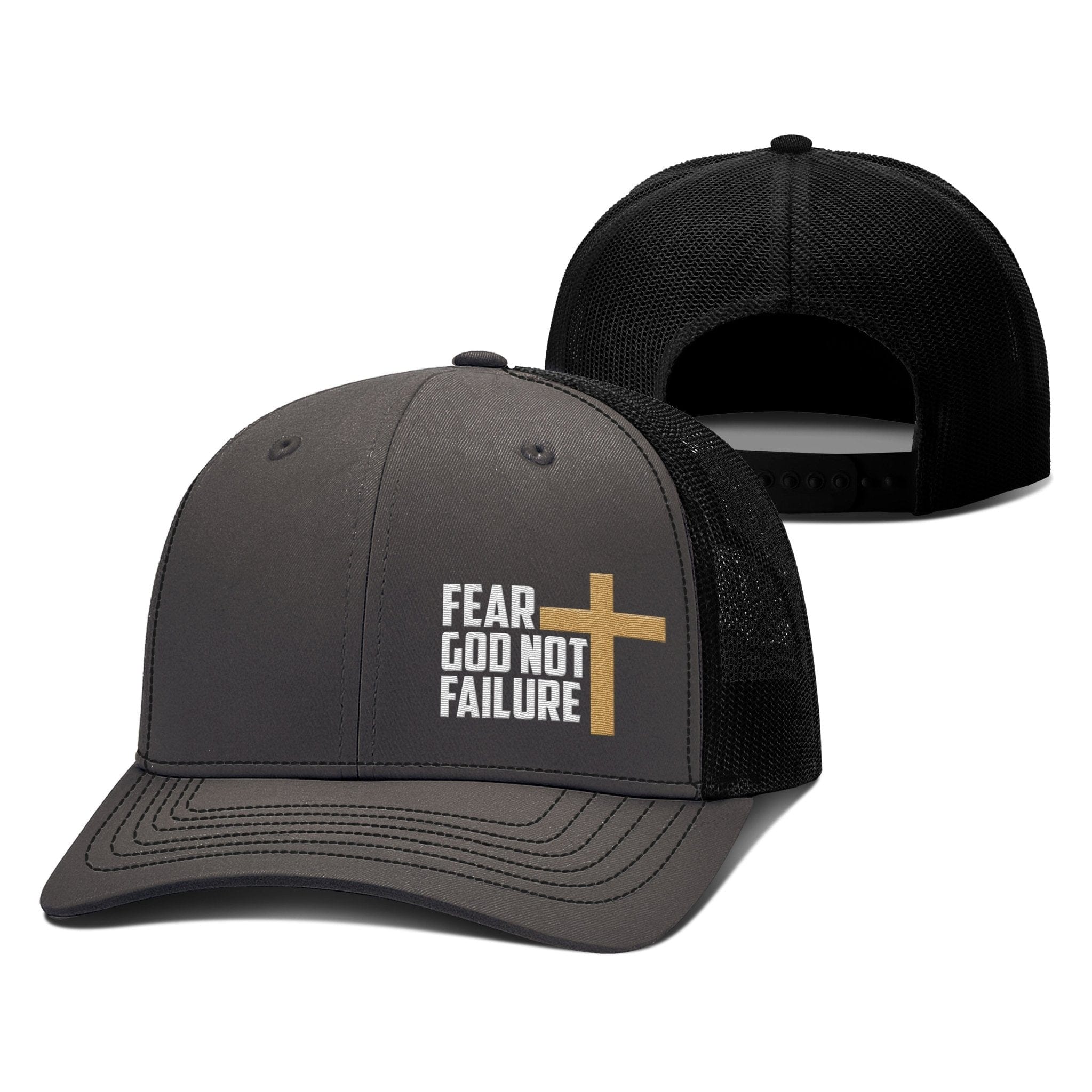 Our True God Hat Snapback / Charcoal and Black / One Size Fear God Not Failure Richardson Hats