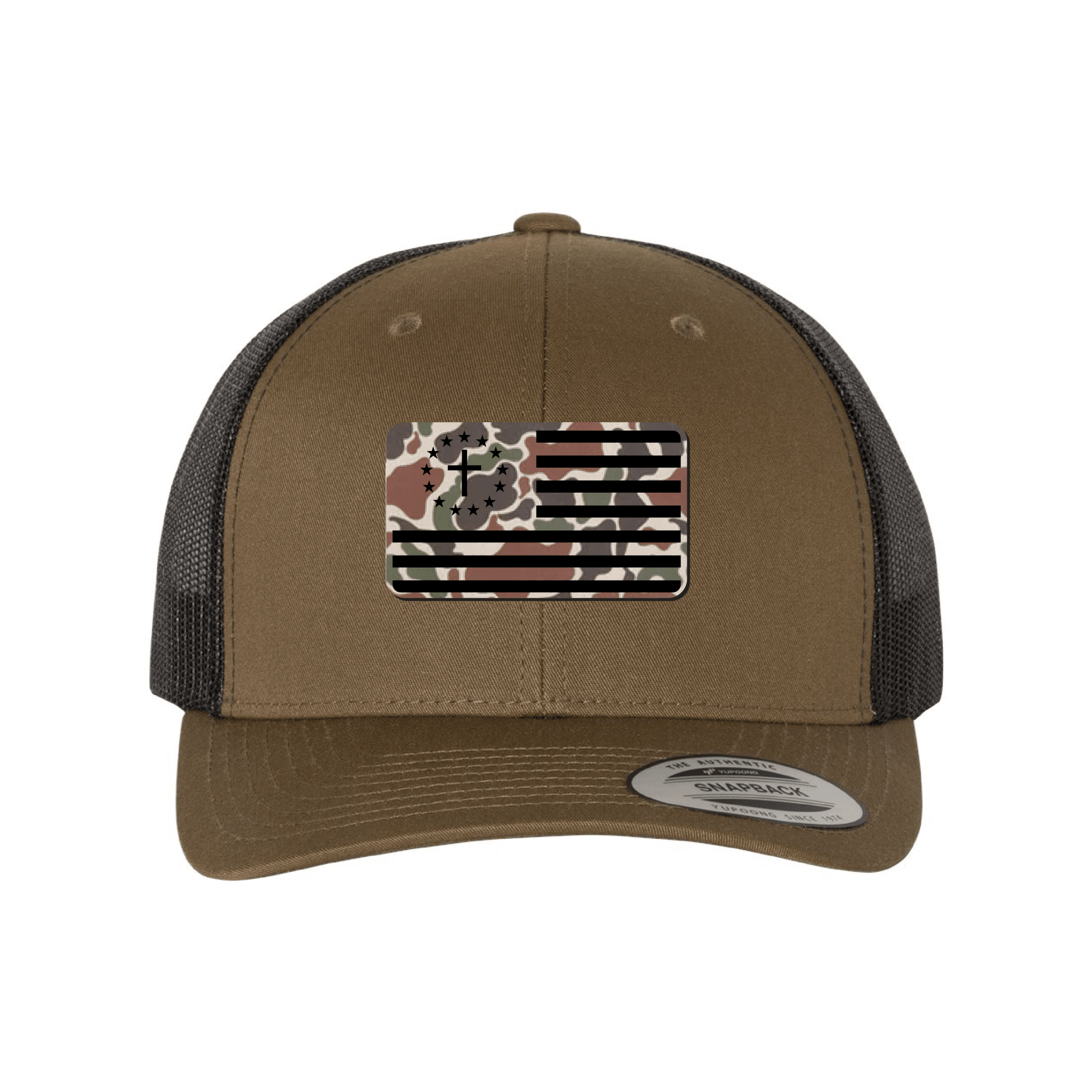 Our True God Hat Snapback / Coyote Brown and Black / One Size One Nation Under God Flag Fowl Play Camo Patch Fall Collection Hats