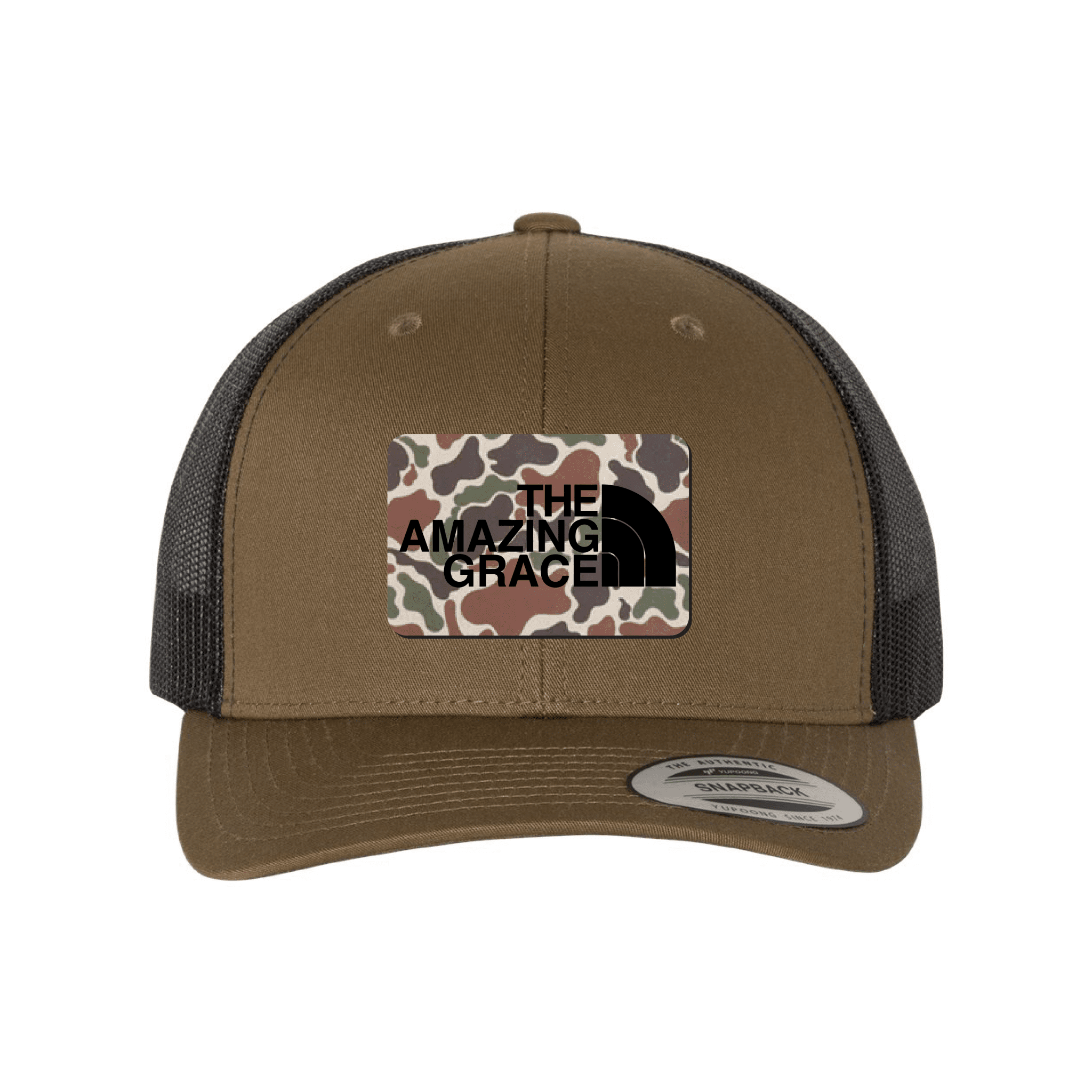 Our True God Hat Snapback / Coyote Brown and Black / One Size The Amazing Grace Fowl Play Camo Patch Fall Collection Hats
