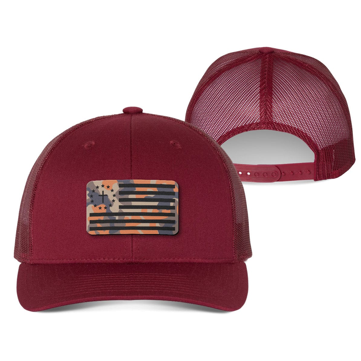 Our True God Hat Snapback / Cranberry / One Size One Nation Under God Flag Orange Camo Patch Fall Collection Hats