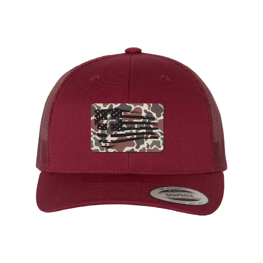 Our True God Hat Snapback / Cranberry / One Size Tattered Flag Cross Fowl Play Camo Patch Fall Collection Hats