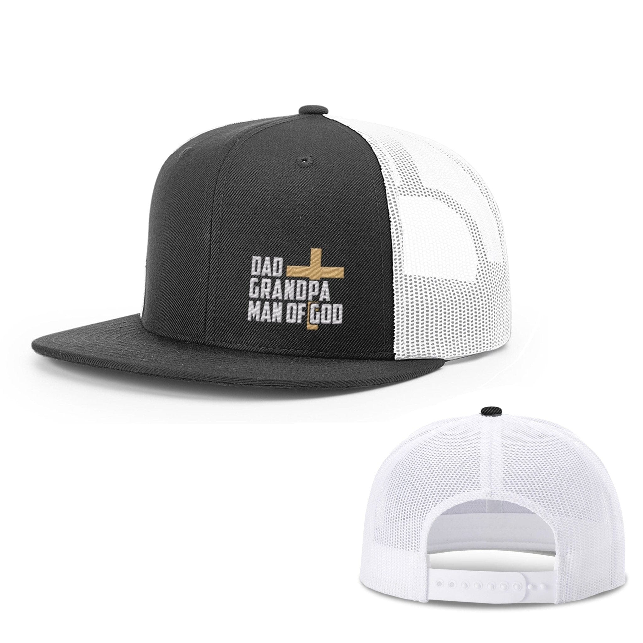 Our True God Hat Snapback Flatbill / Black and White / One Size Dad, Grandpa, Man of God Hats