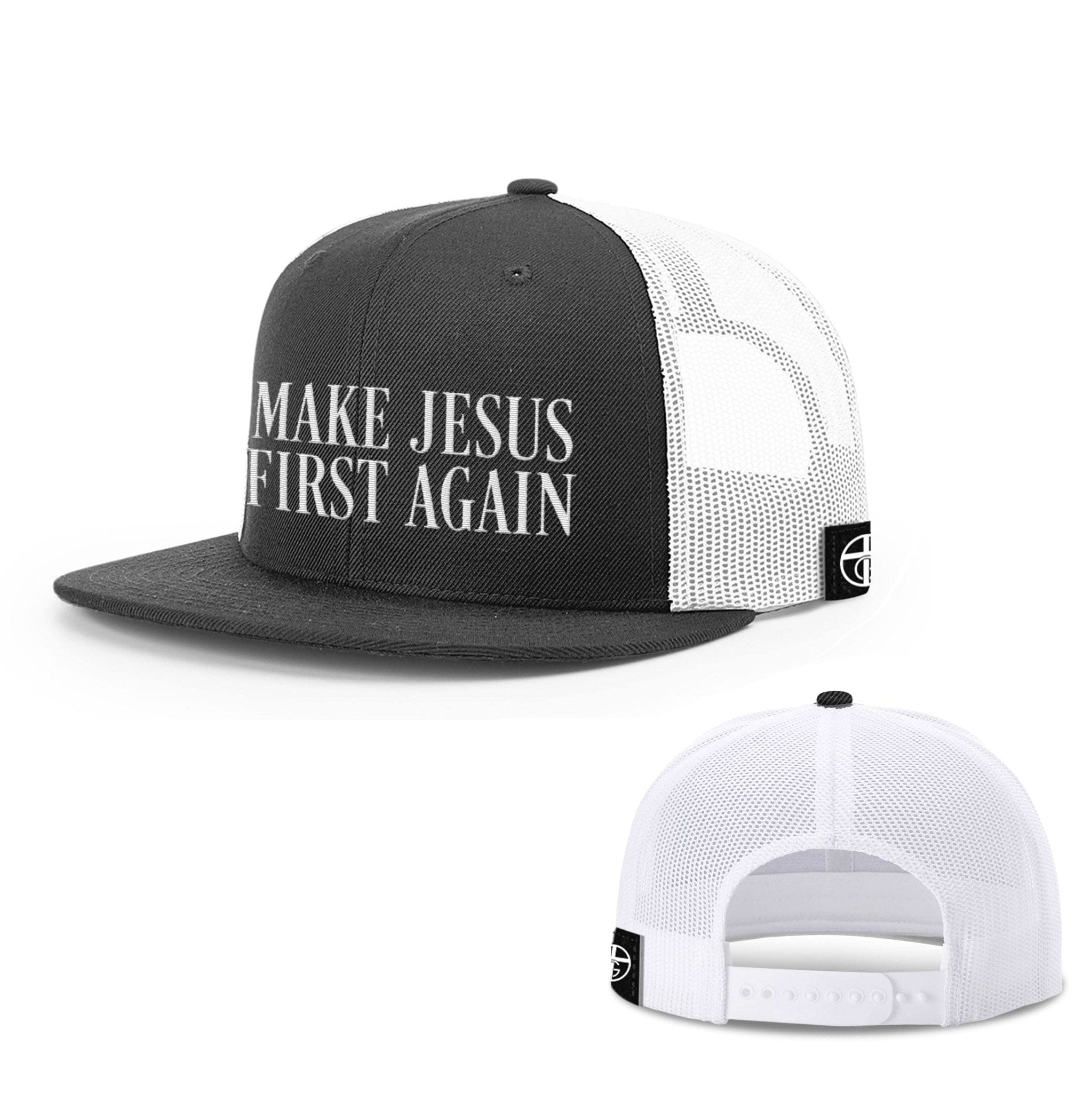 Our True God Hat Snapback Flatbill / Black and White / One Size Make Jesus First Again Hats