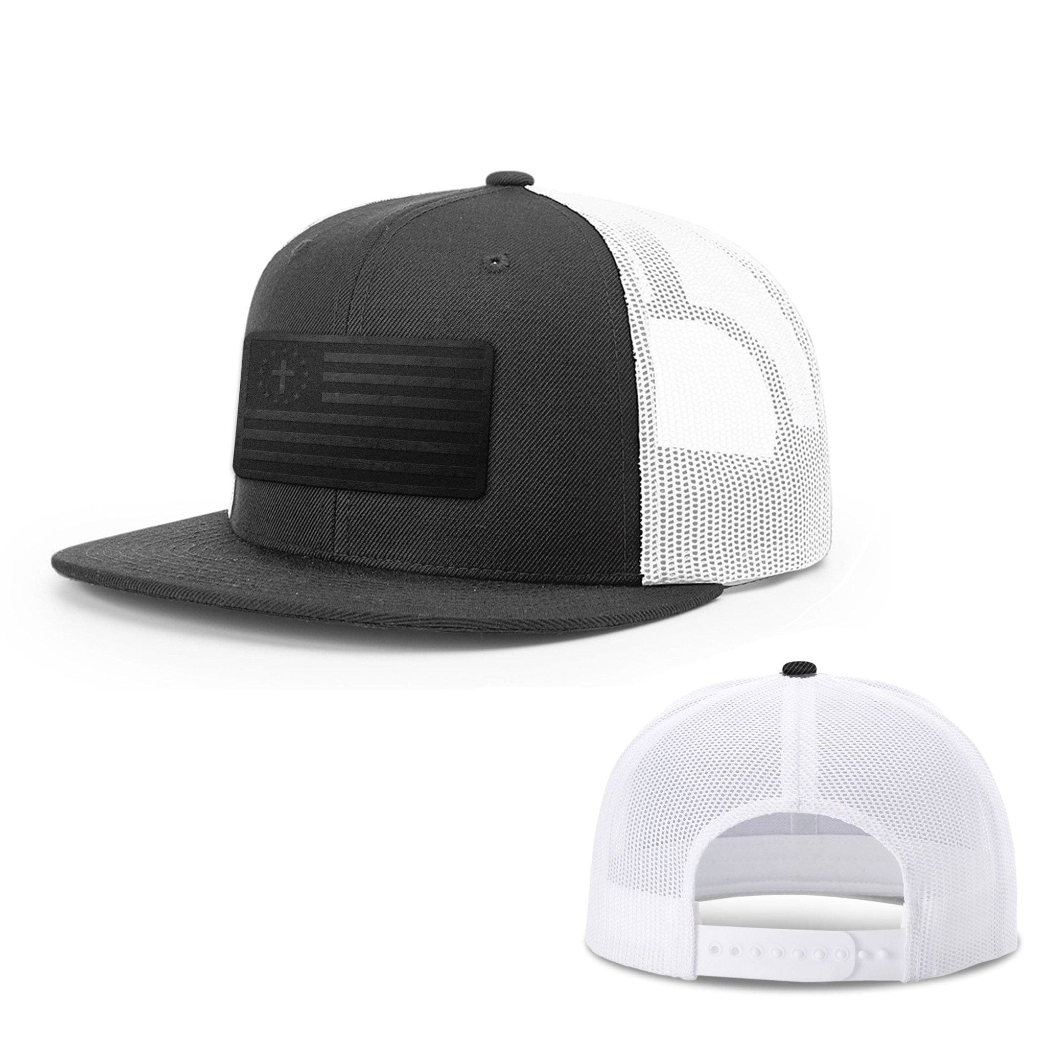 Our True God Hat Snapback Flatbill / Black and White / One Size One Nation Under God Blackout Version Patch Hats