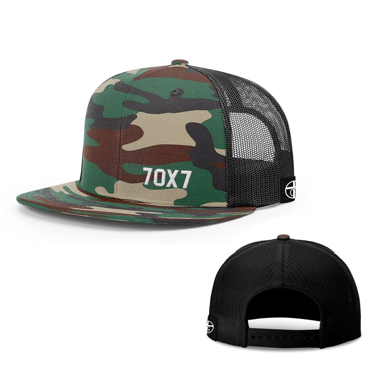 Our True God Hat Snapback Flatbill / Green Camo and Black / One Size Seventy Times Seven Lower Left Hats