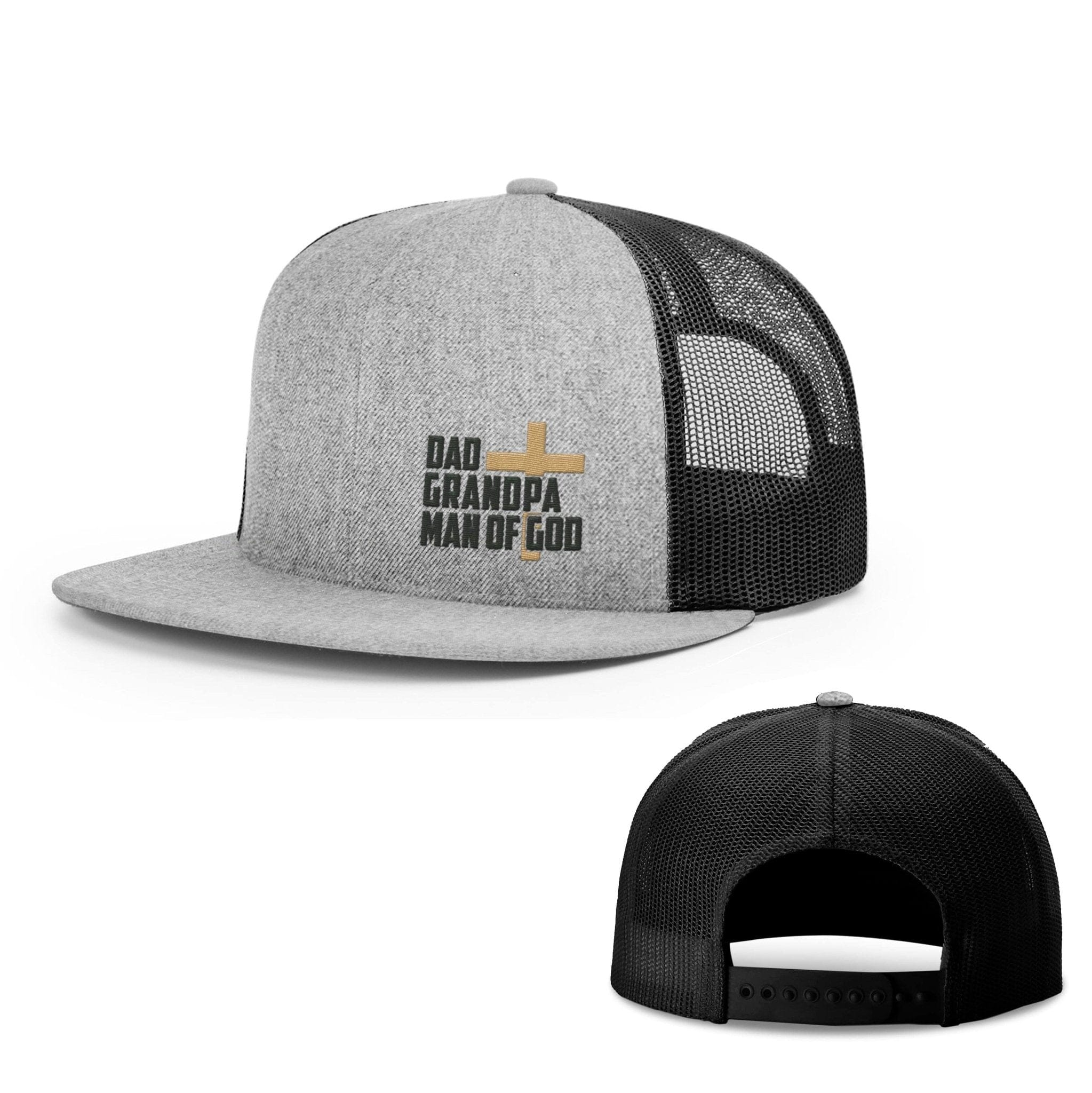 Our True God Hat Snapback Flatbill / Heather and Black / One Size Dad, Grandpa, Man of God Hats