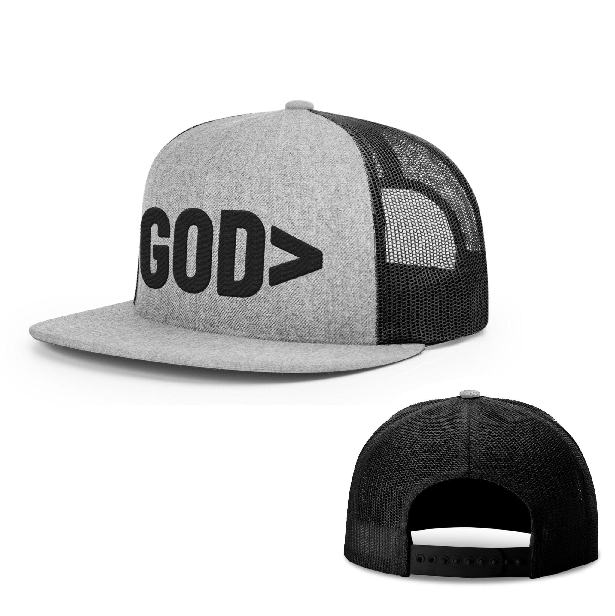 Our True God Hat Snapback Flatbill / Heather and Black / One Size God is Greater Hats