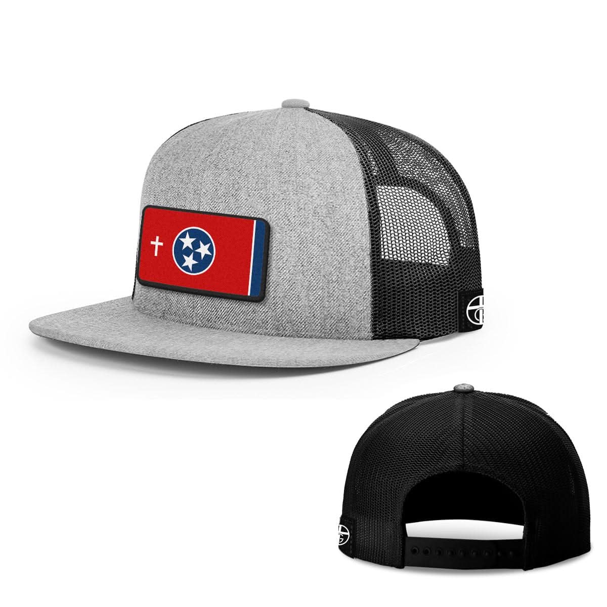 Our True God Hat Snapback Flatbill / Heather and Black / One Size Tennessee is God's Country Patch Hats