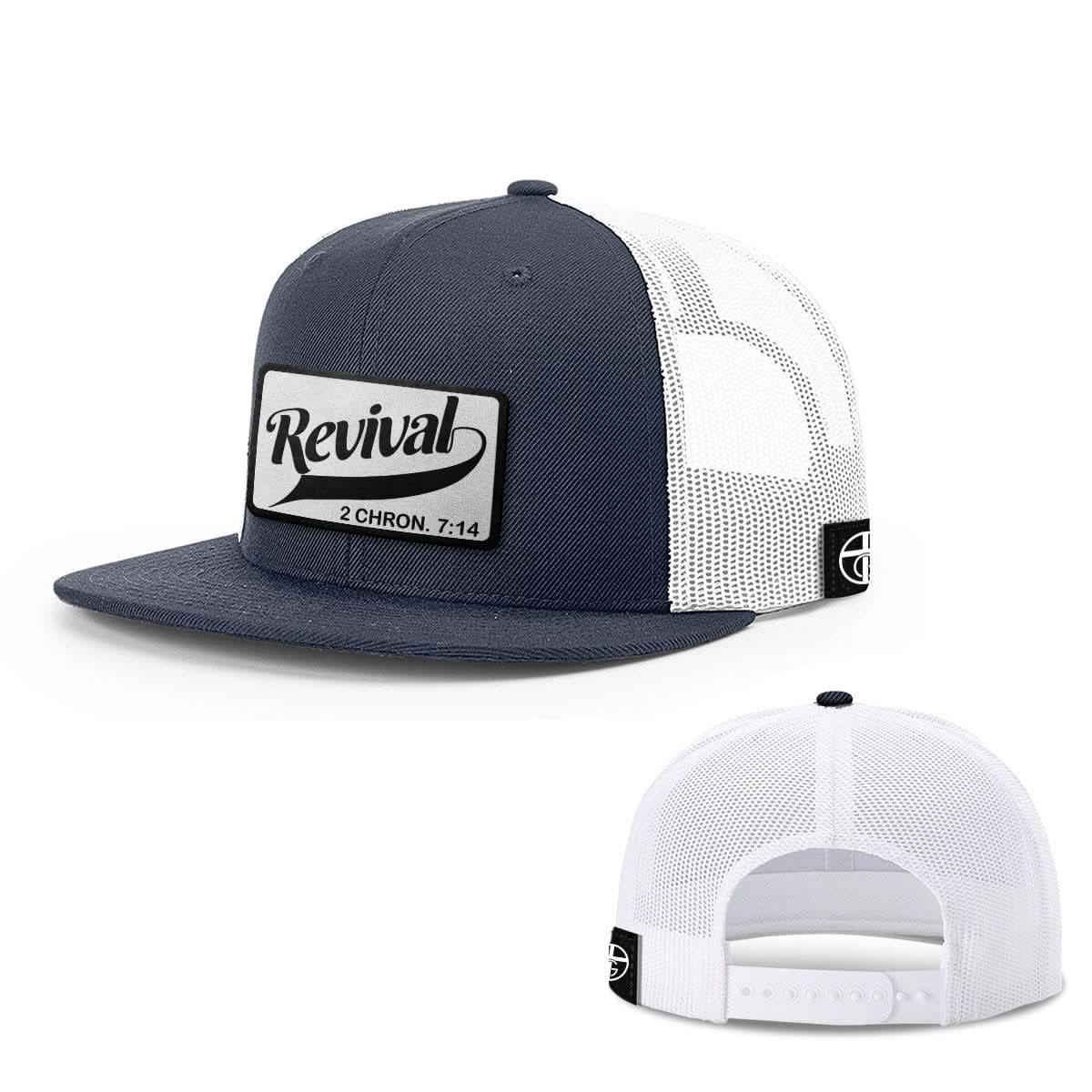 Our True God Hat Snapback Flatbill / Navy and White / One Size Revival Patch Hats