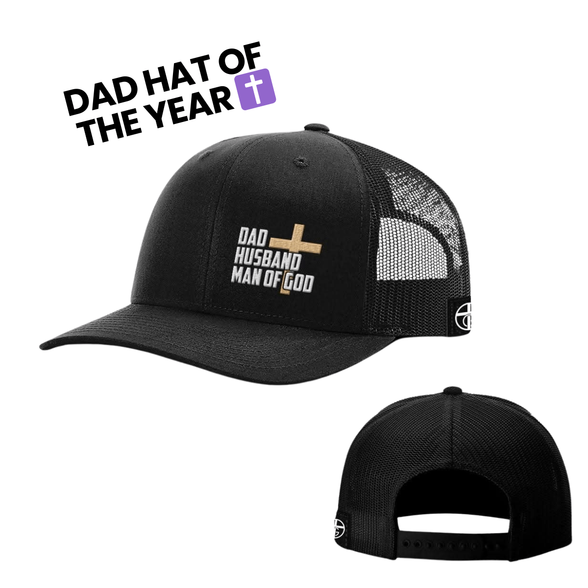 Our True God Hat Snapback / Full Black / One Size Dad, Husband, Man of God Hats