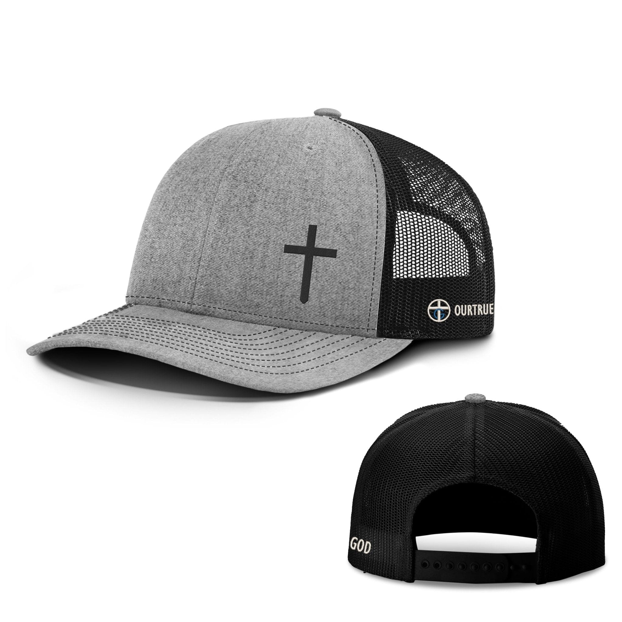 Our True God Hat Snapback / Heather and Black / One Size Cross Lower Left Richardson Hats
