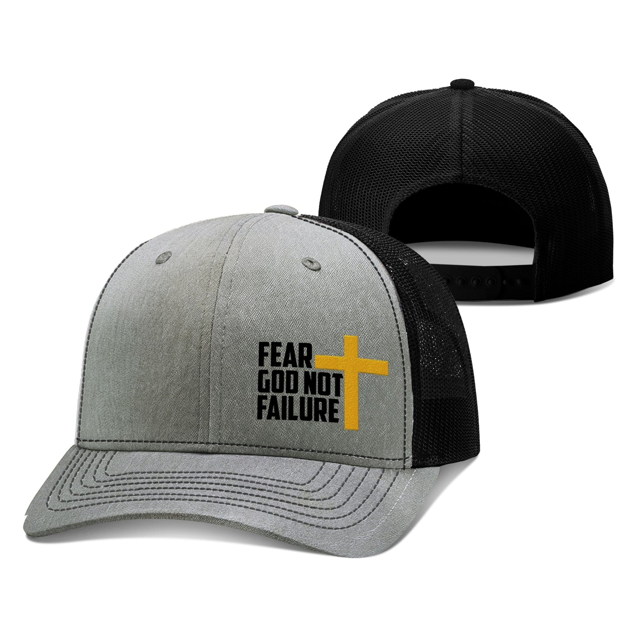 Our True God Hat Snapback / Heather and Black / One Size Fear God Not Failure Richardson Hats
