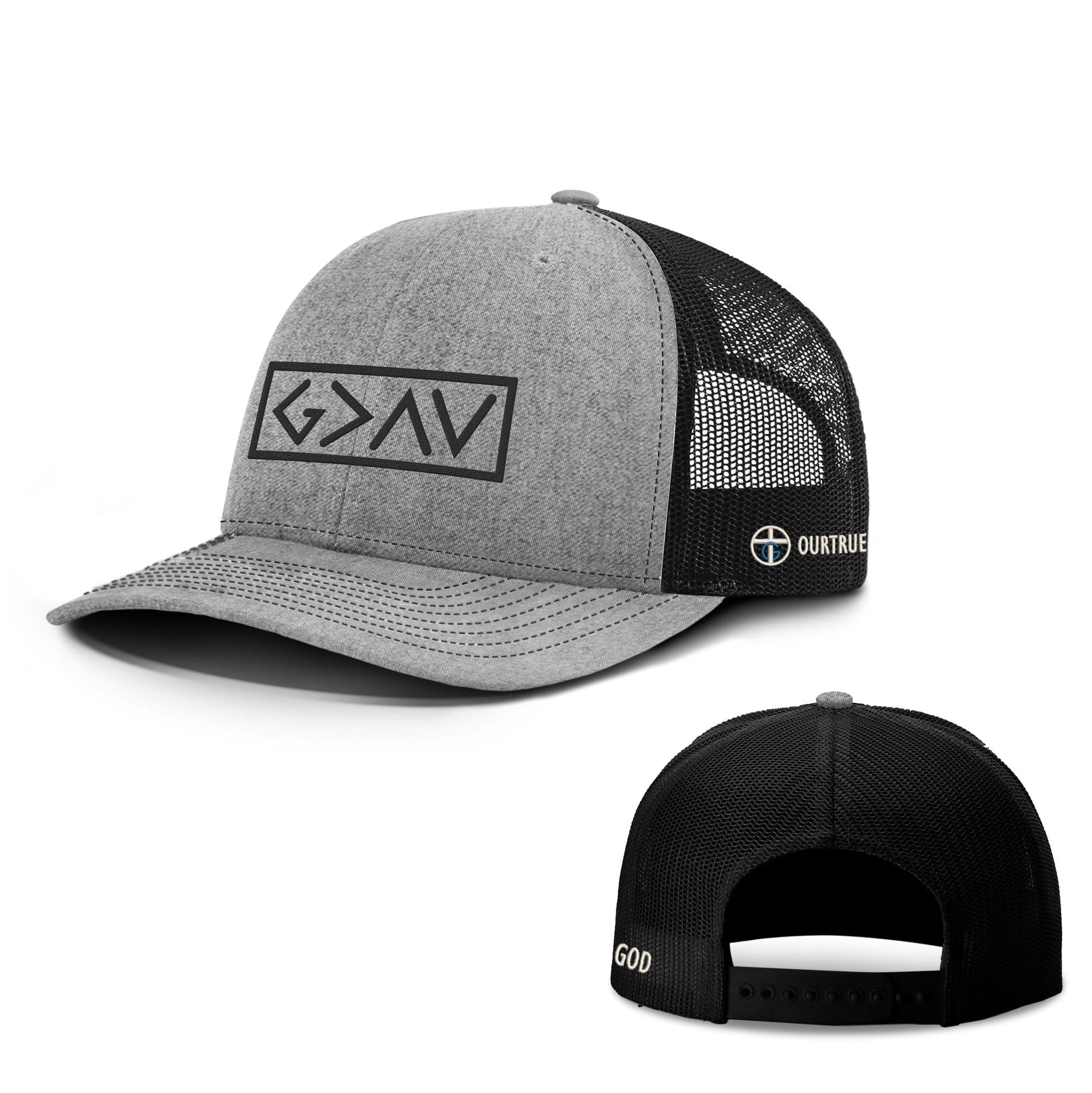 Our True God Hat Snapback / Heather and Black / One Size God is Greater Than the Highs and Lows Richardson Hats