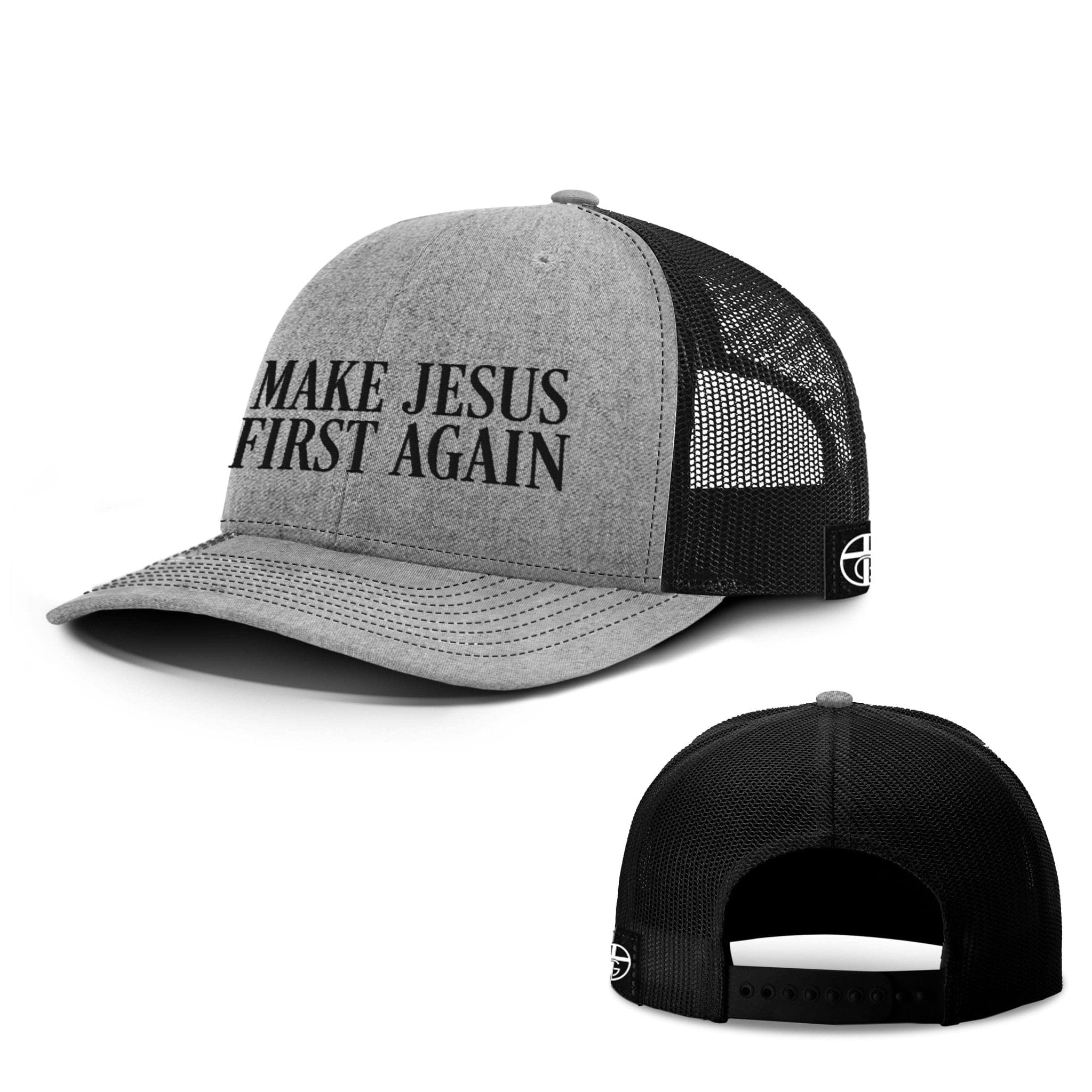 Our True God Hat Snapback / Heather and Black / One Size Make Jesus First Again Hats