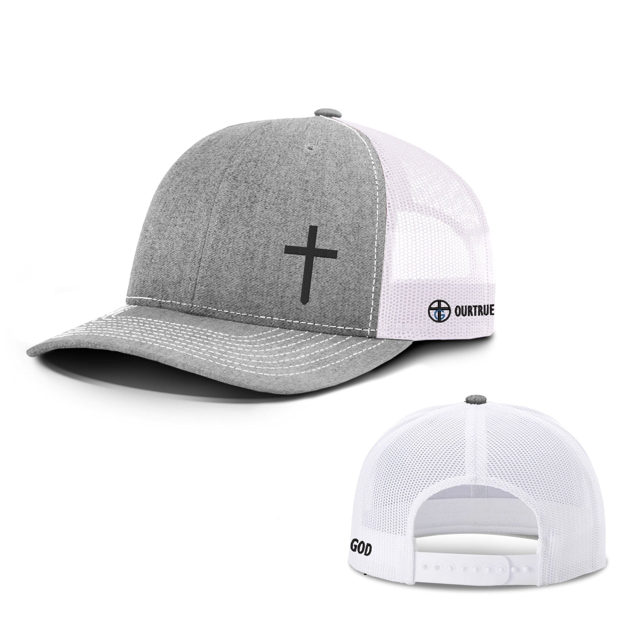 Our True God Hat Snapback / Heather and White / One Size Cross Lower Left Richardson Hats