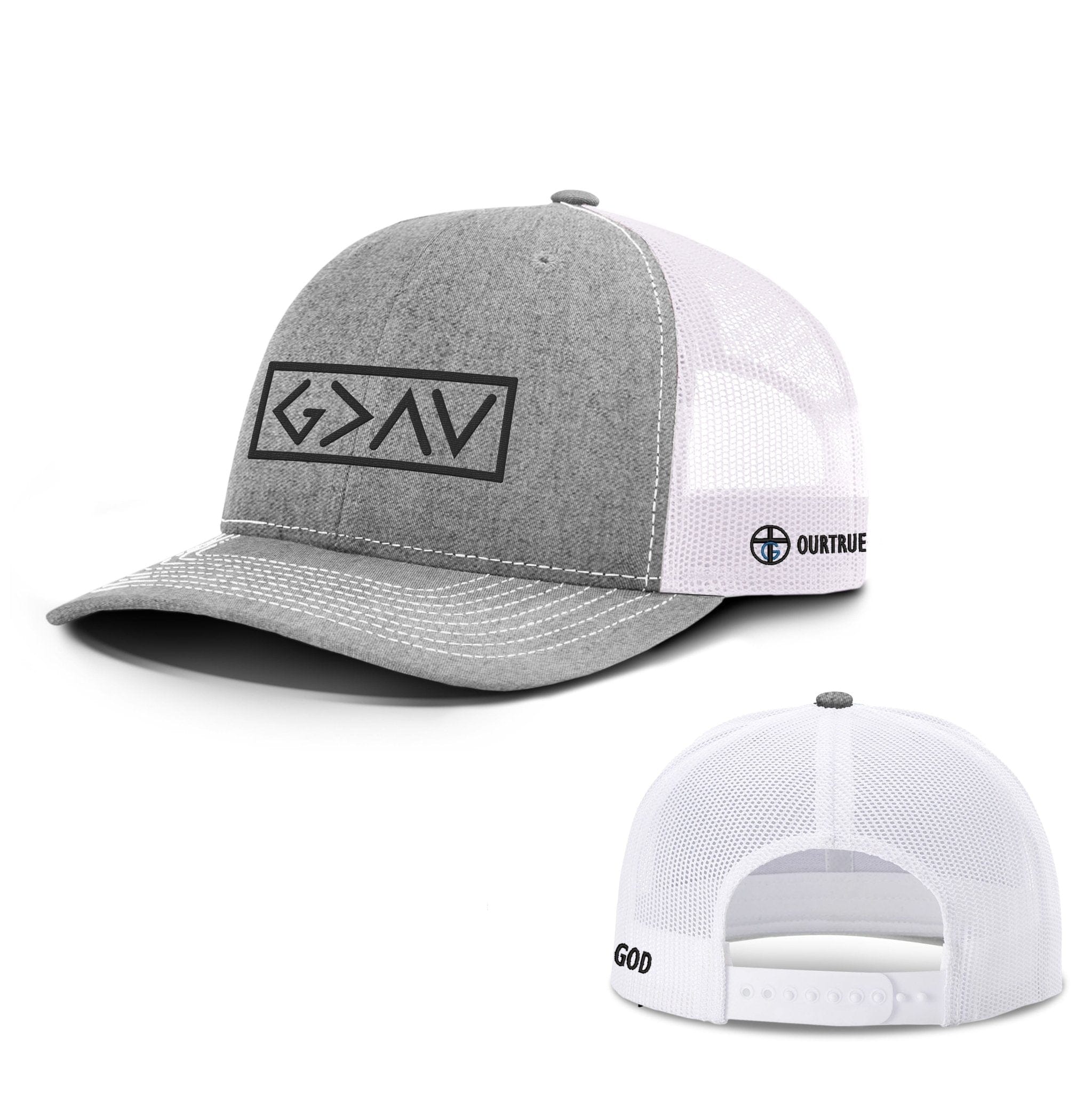 Our True God Hat Snapback / Heather and White / One Size God is Greater Than the Highs and Lows Richardson Hats
