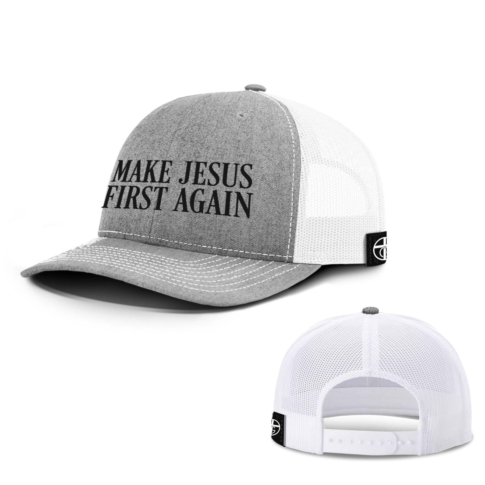 Our True God Hat Snapback / Heather and White / One Size Make Jesus First Again Hats