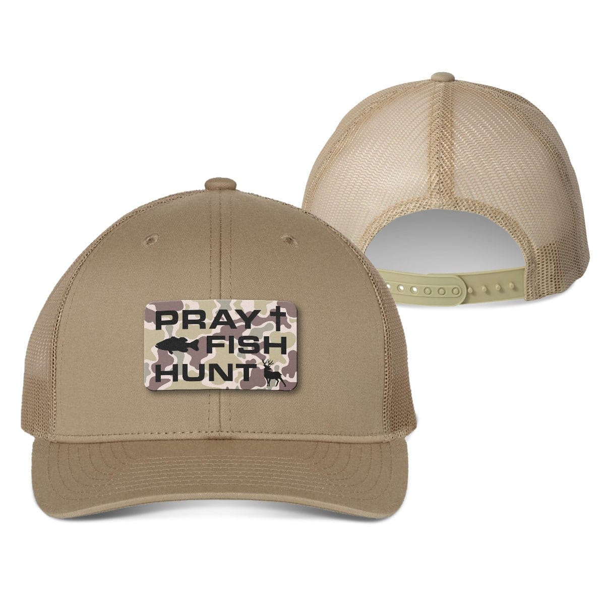 Our True God Hat Snapback / Khaki / One Size Pray Fish Hunt Duck Camo Patch Fall Collection Hats