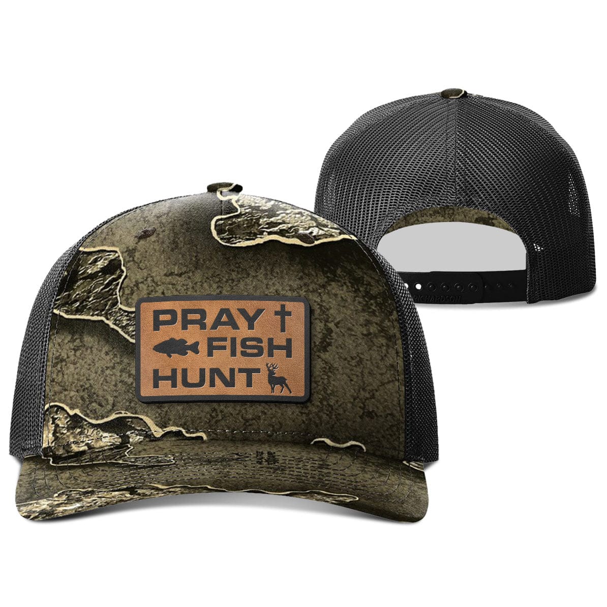 Our True God Hat Snapback / RealTree Excape and Black / One Size Pray Fish Hunt Hunting Patch Hats