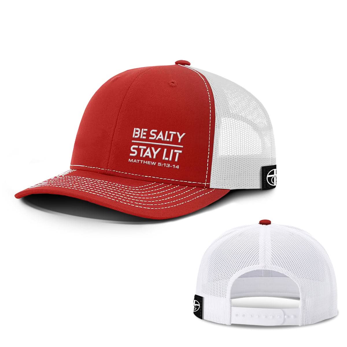 Our True God Hat Snapback / Red And White / One Size Be Salty Stay Lit Lower Left Hats