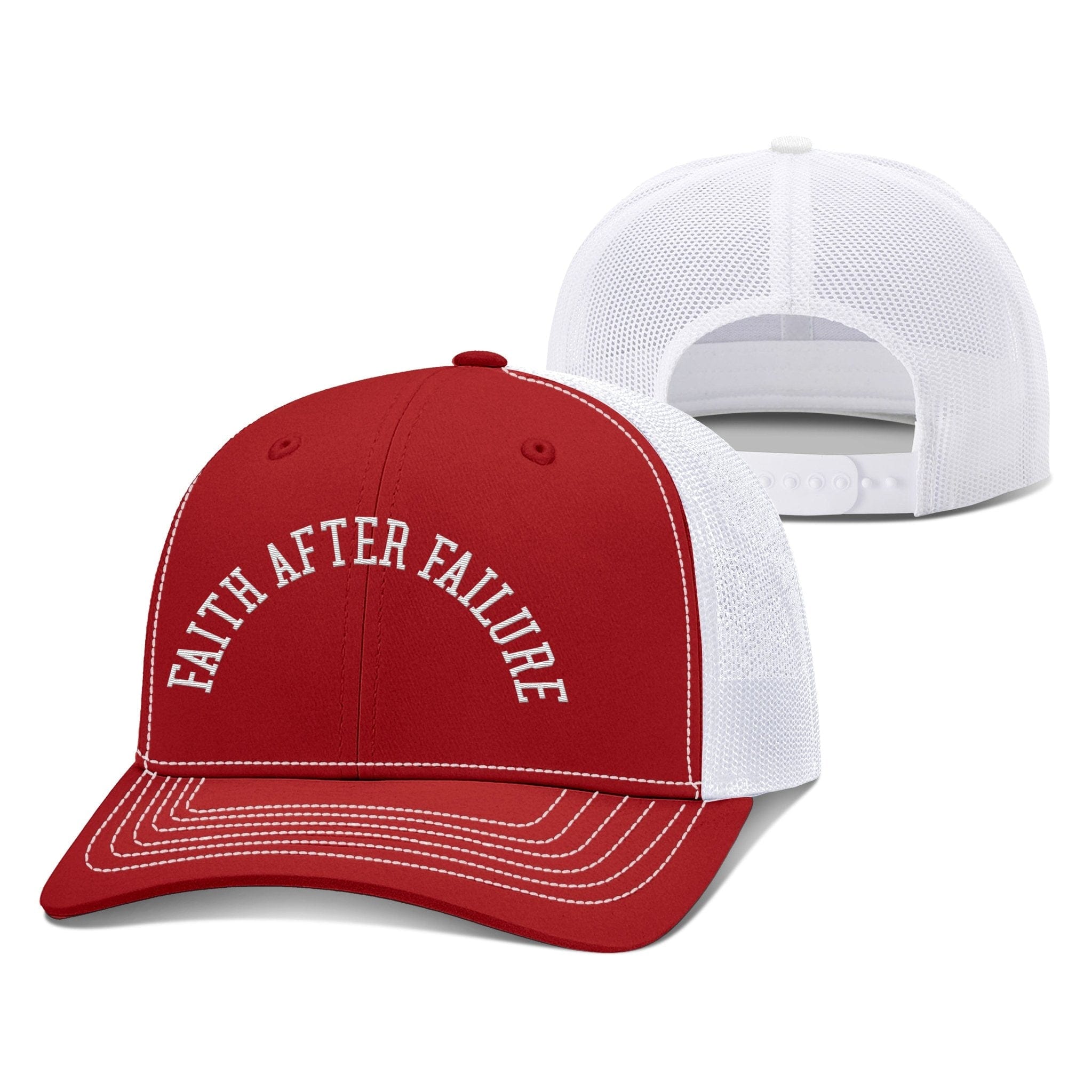 Our True God Hat Snapback / Red And White / One Size Faith After Failure Richardson Hats