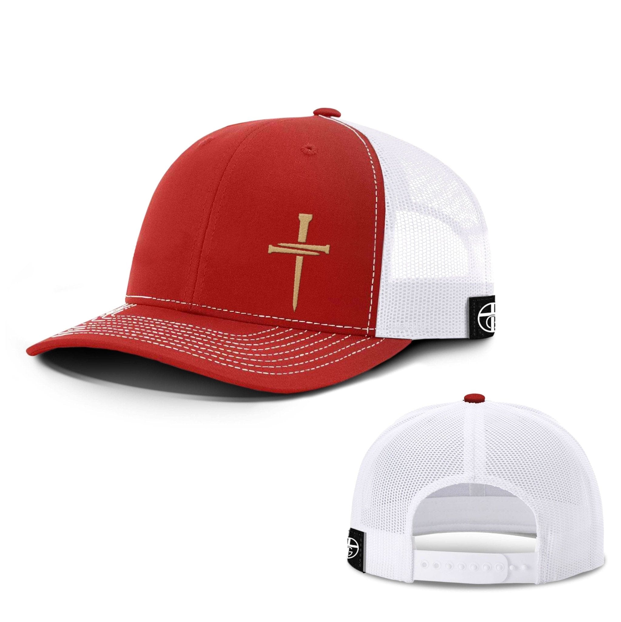 Our True God Hat Snapback / Red And White / One Size Nail Cross Gold Hats
