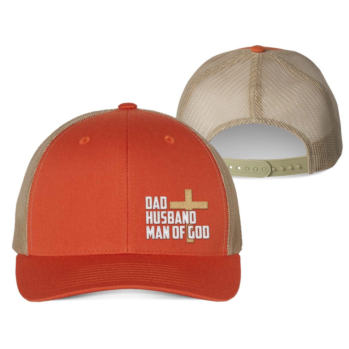 Our True God Hat Snapback / Rustic Orange and Khaki / One Size Dad, Husband, Man of God Fall Collection Hats