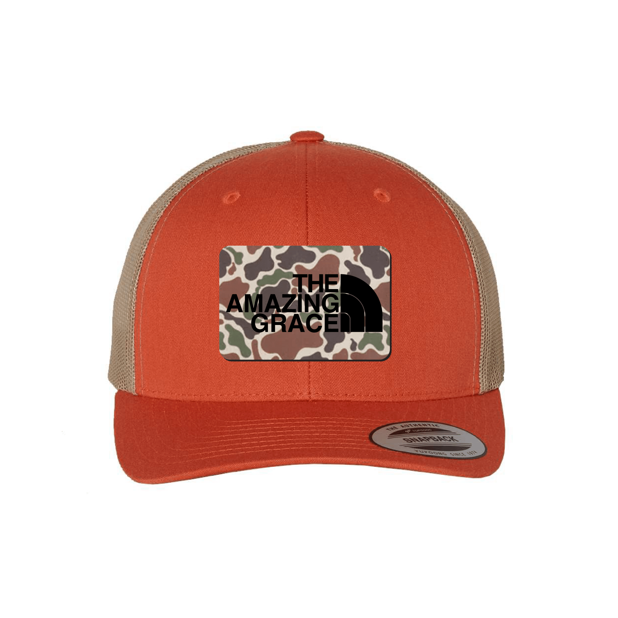 Our True God Hat Snapback / Rustic Orange and Khaki / One Size The Amazing Grace Fowl Play Camo Patch Fall Collection Hats