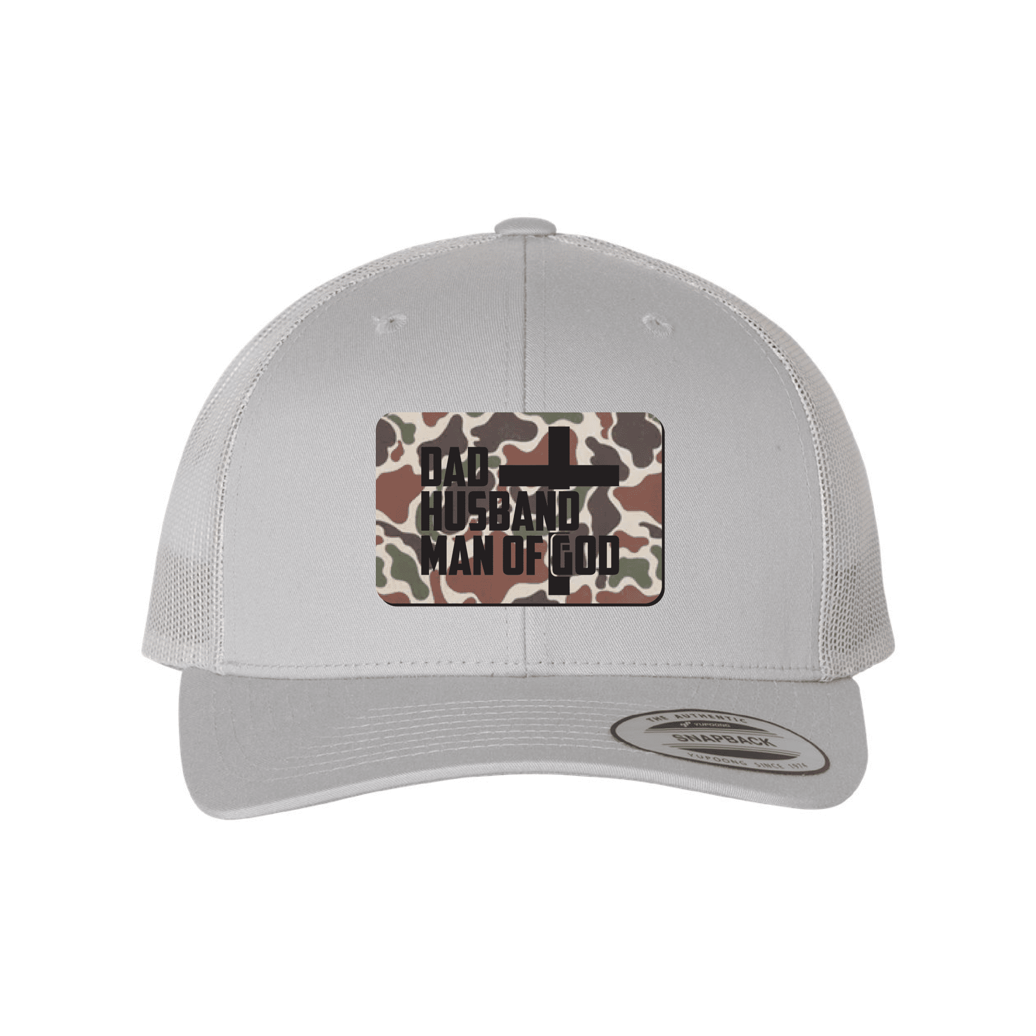 Our True God Hat Snapback / Silver / One Size Dad, Husband, Man of God Fowl Play Camo Patch Fall Collection Hats